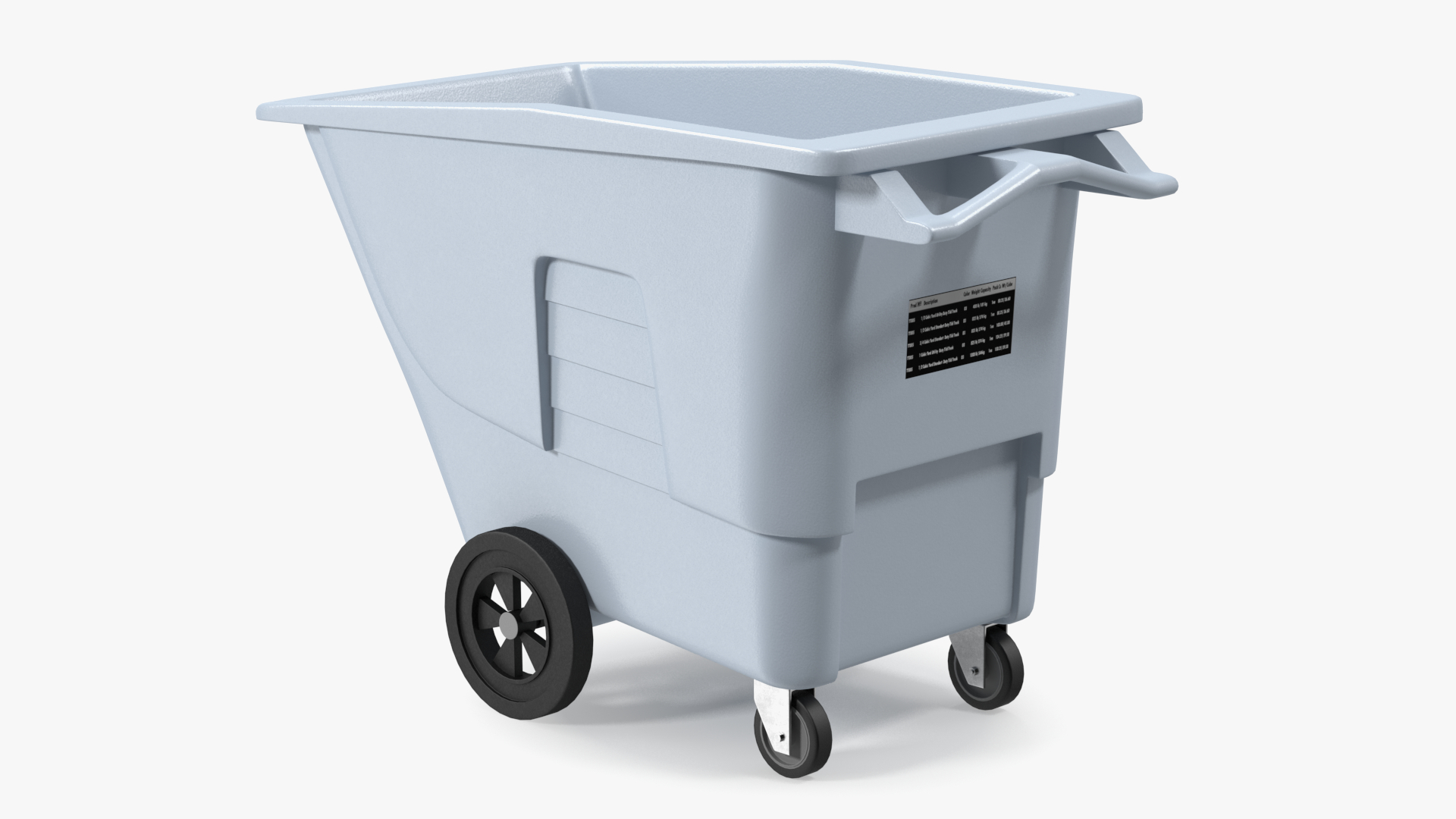 3D Grey Trash Can with Wheels