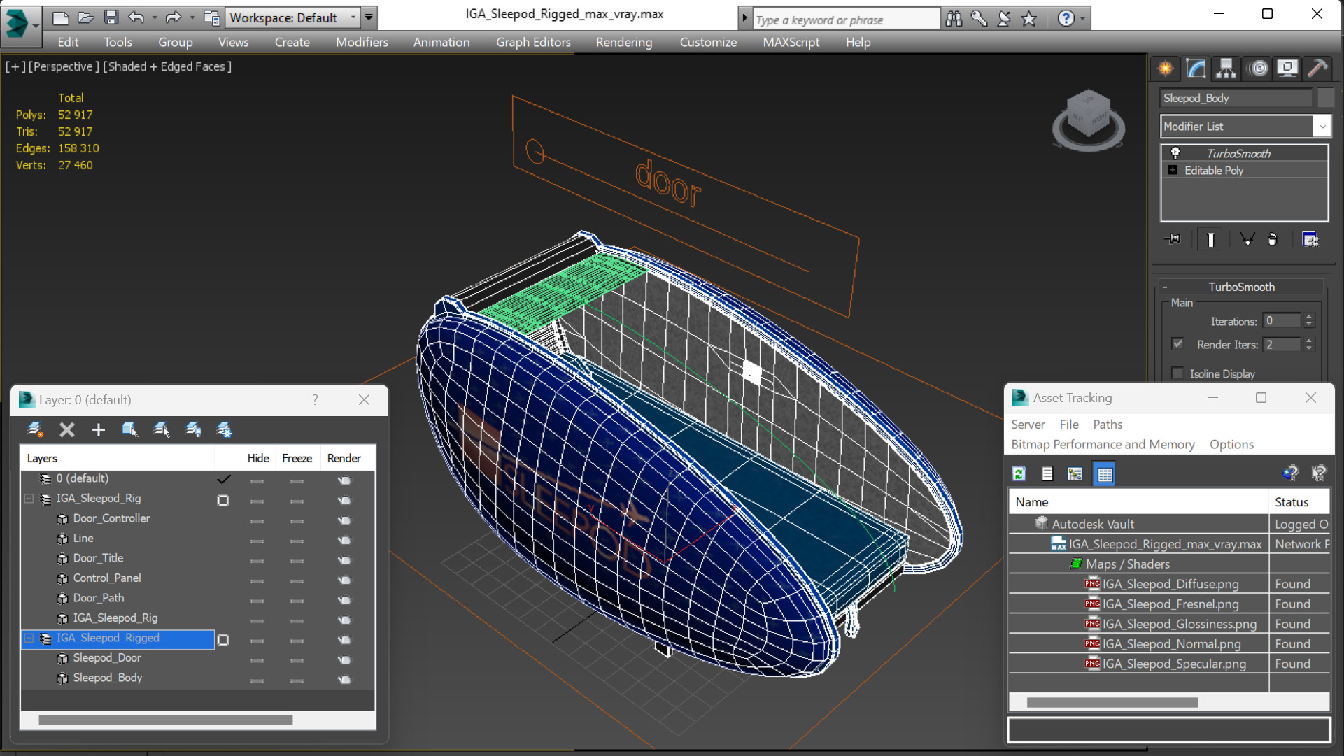 3D IGA Sleepod Rigged model