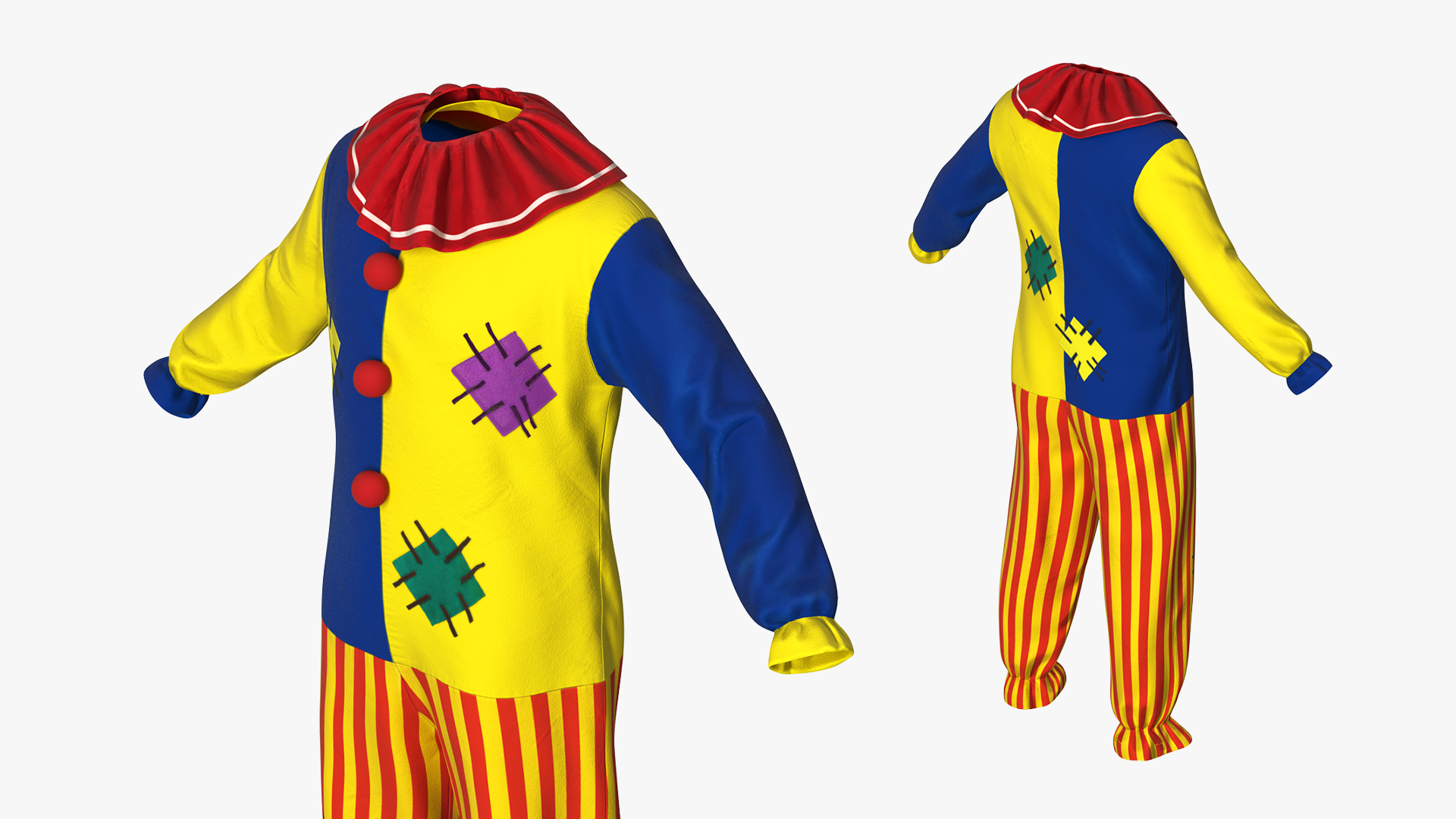 3D Clown Suit with Wig Fur model