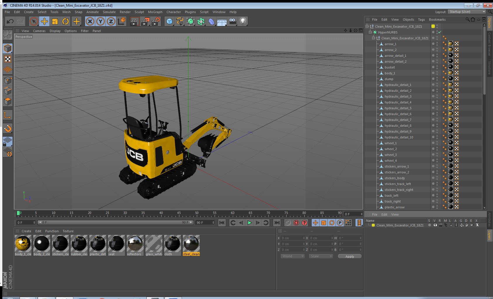 Clean Mini Excavator JCB 18Z1 3D model