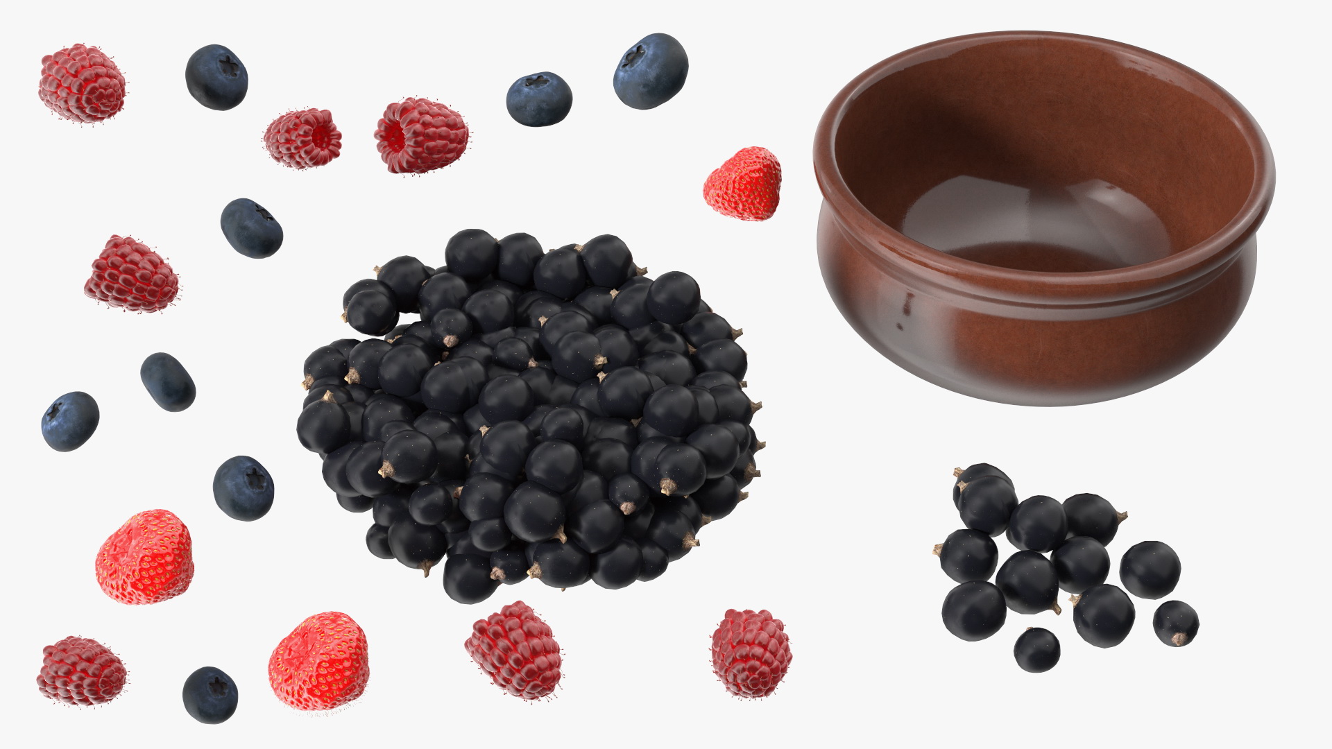 3D Bowl of Various Berries model