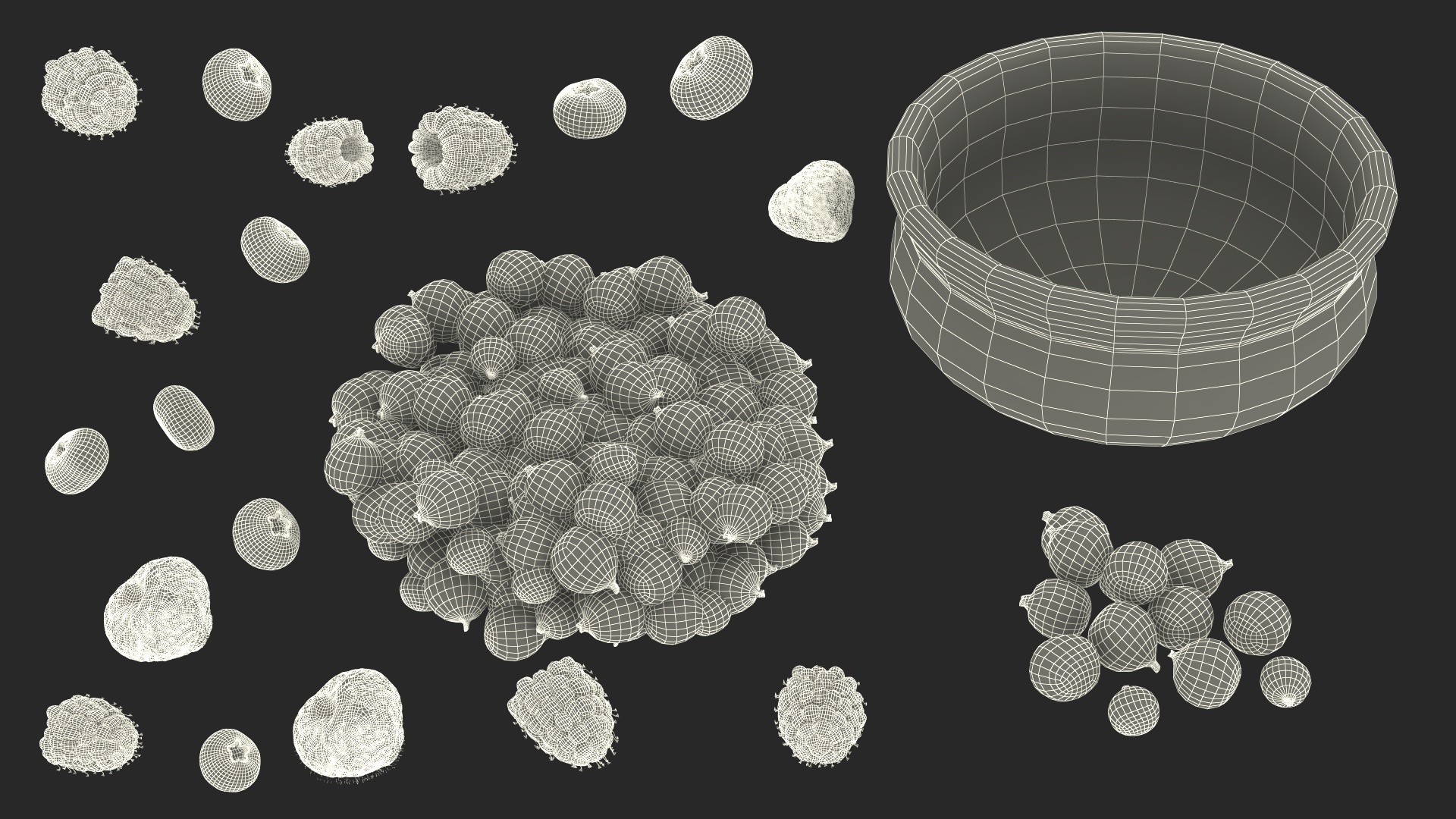 3D Bowl of Various Berries model