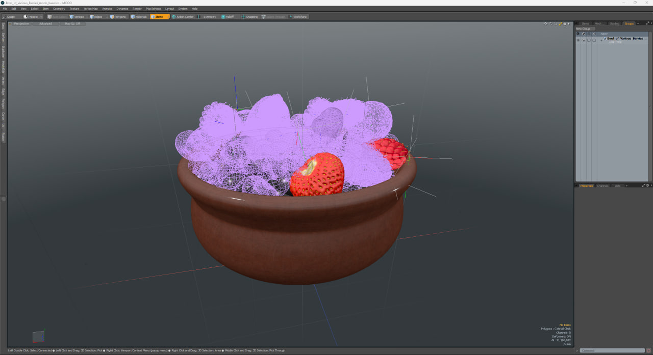 3D Bowl of Various Berries model