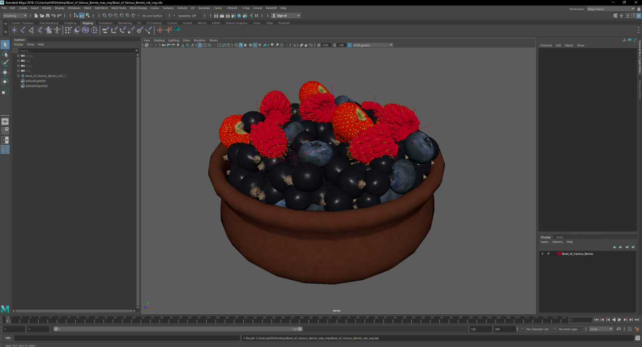 3D Bowl of Various Berries model