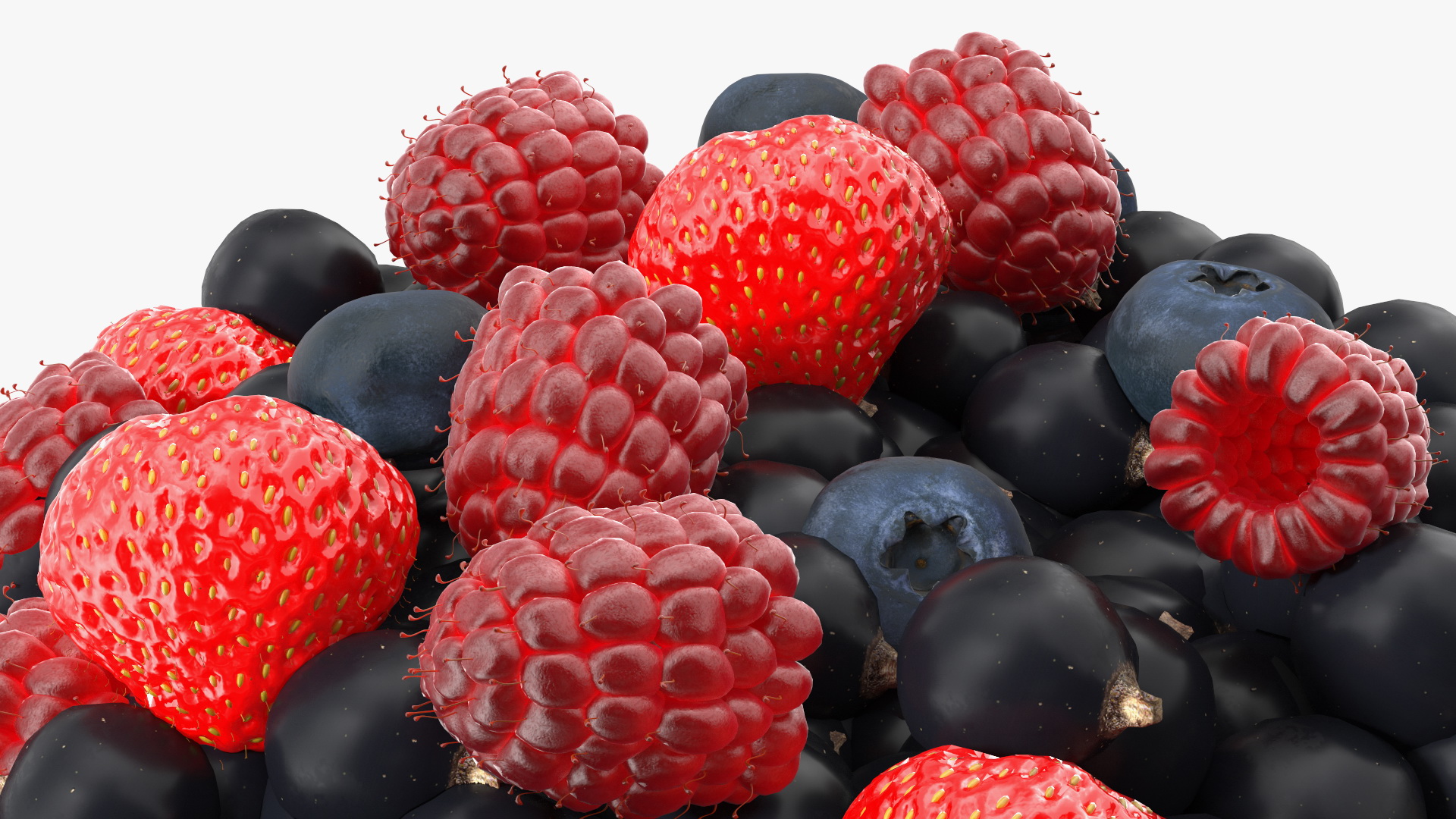 3D Bowl of Various Berries model