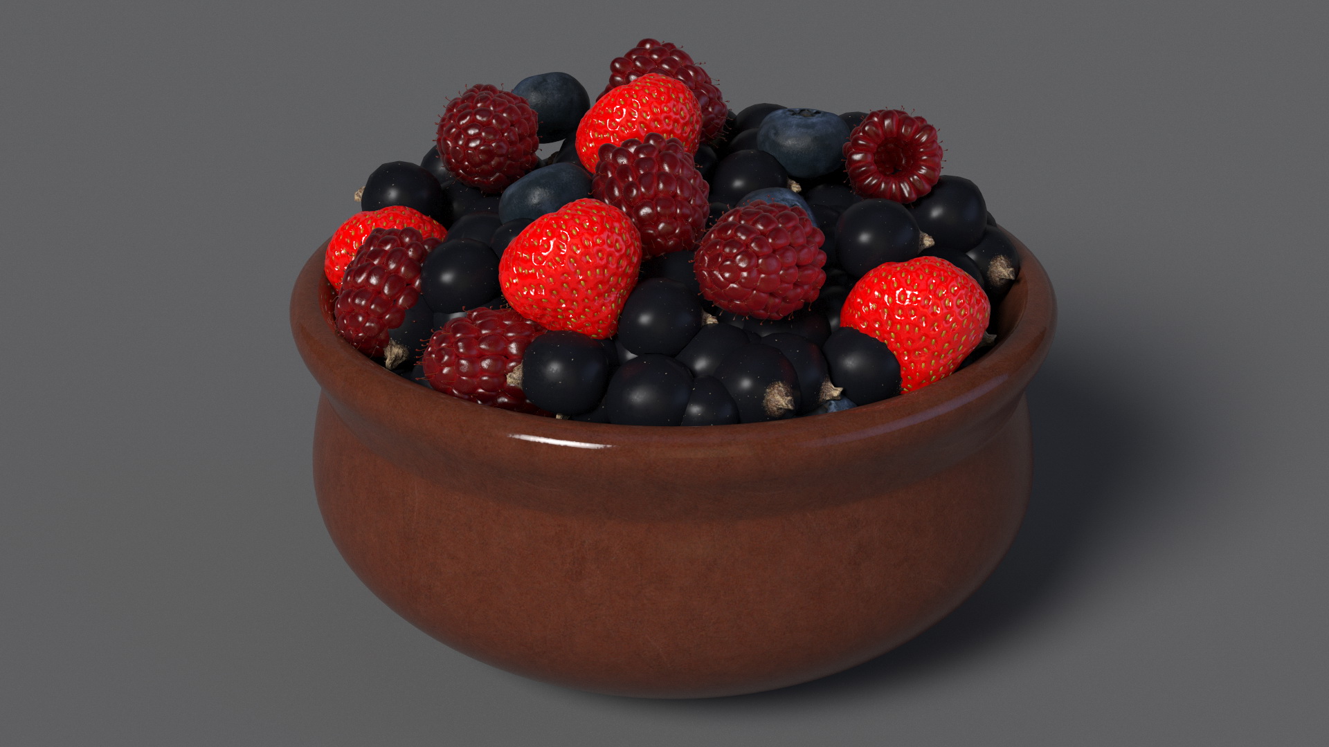 3D Bowl of Various Berries model