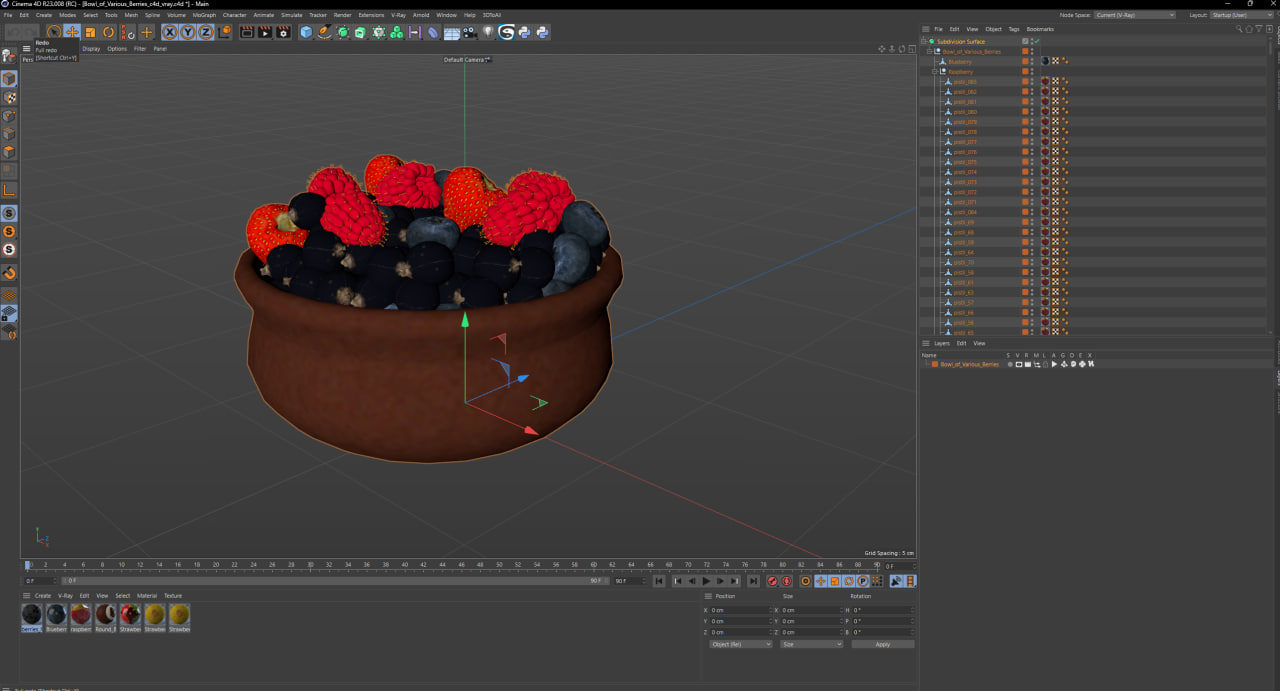 3D Bowl of Various Berries model