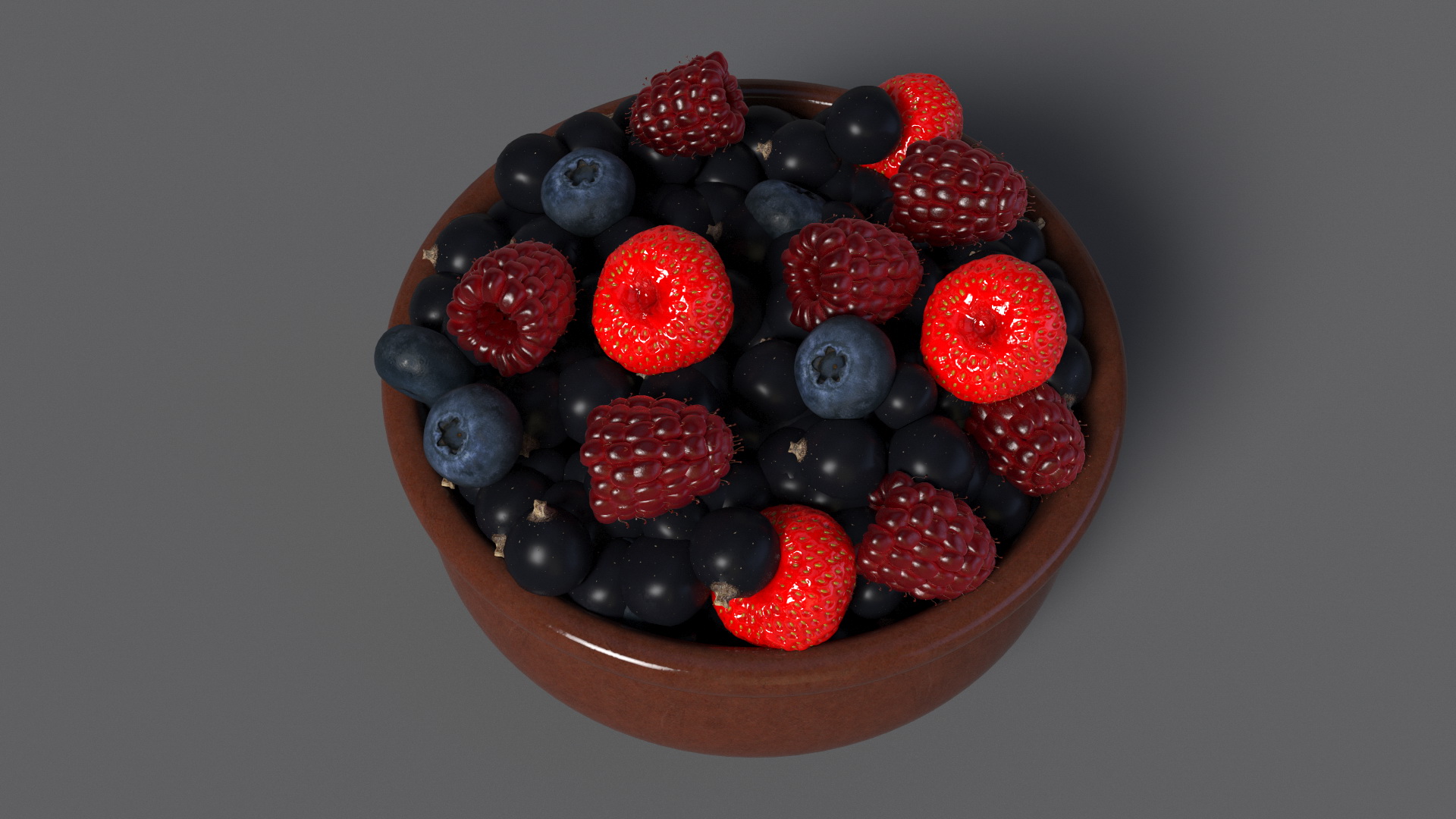 3D Bowl of Various Berries model