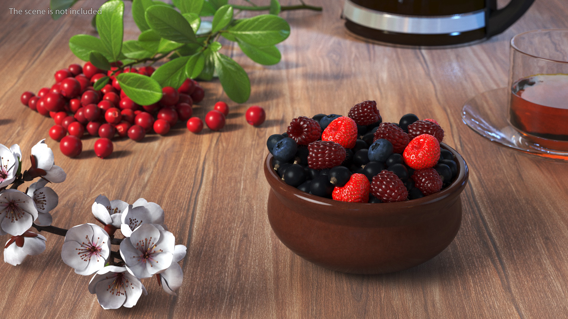 3D Bowl of Various Berries model