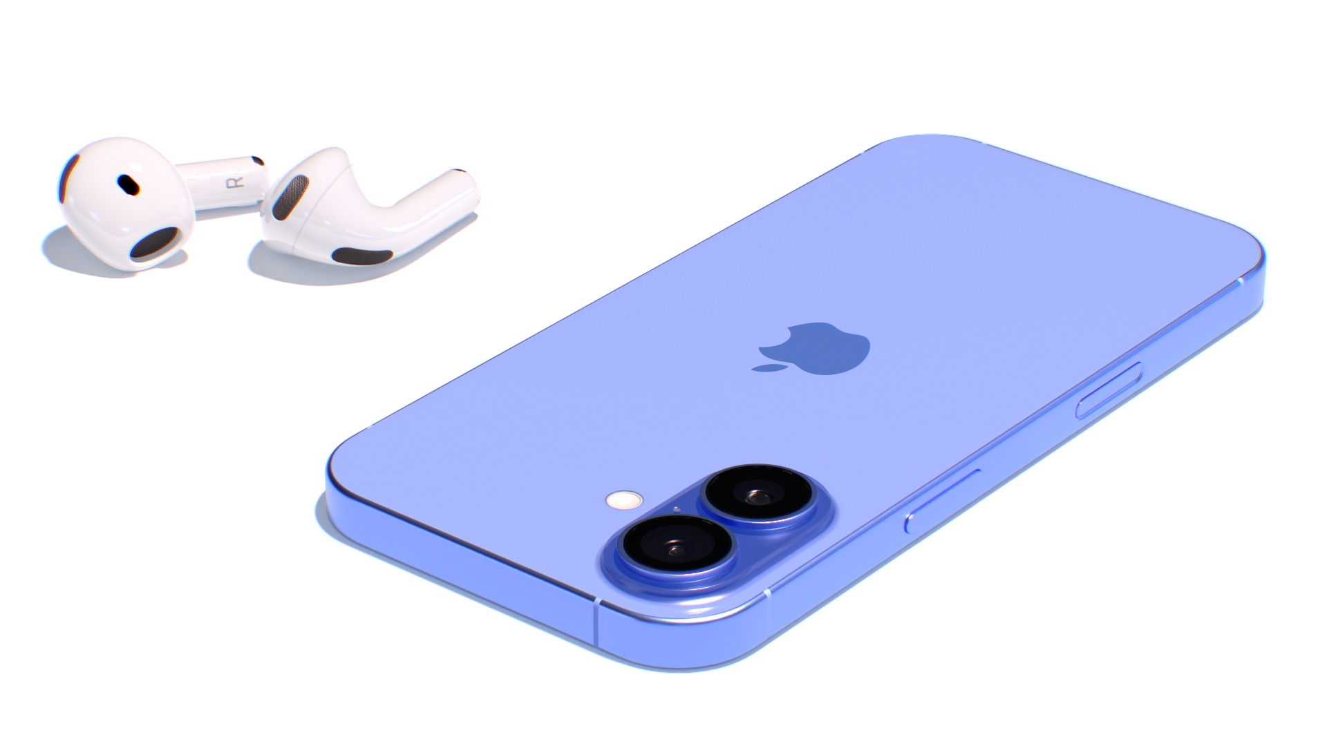 3D Apple AirPods 4 Headphones with iPhone 16