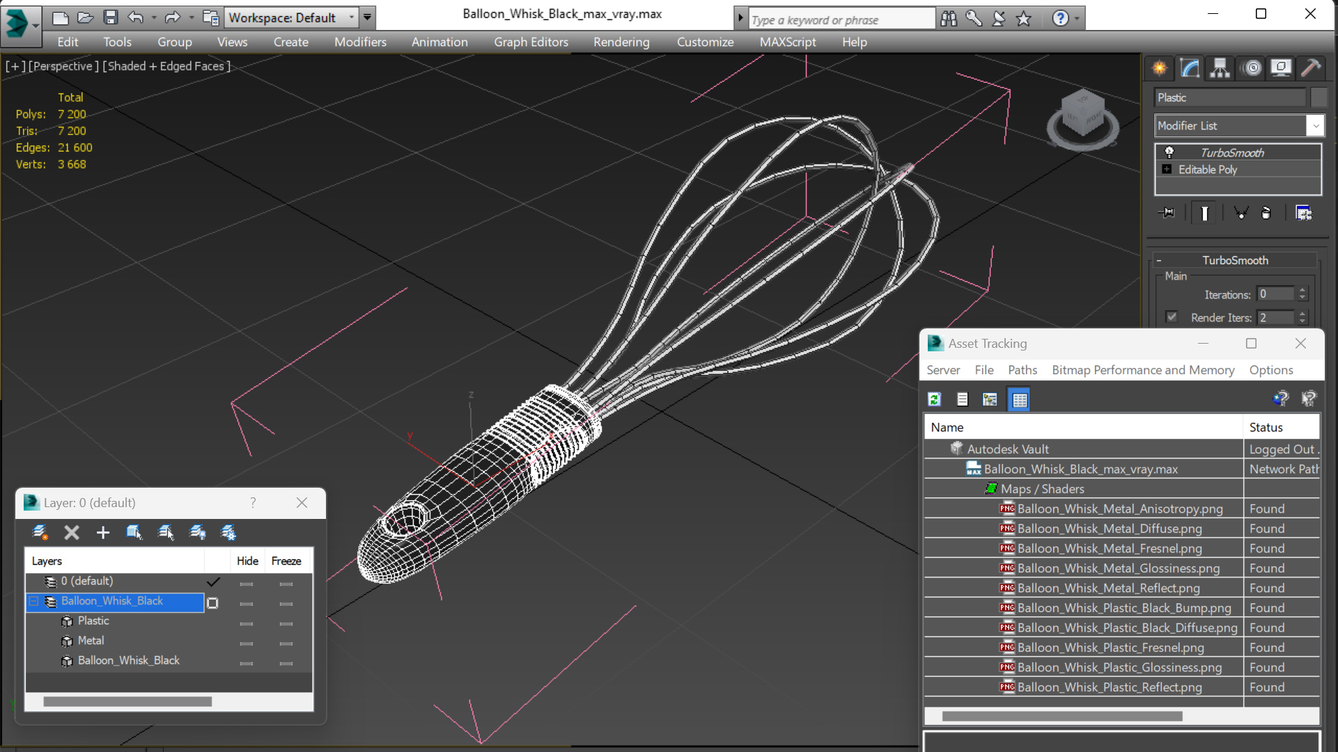 Balloon Whisk Black 3D model