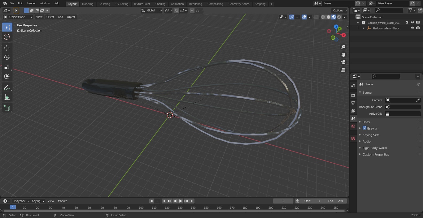 Balloon Whisk Black 3D model