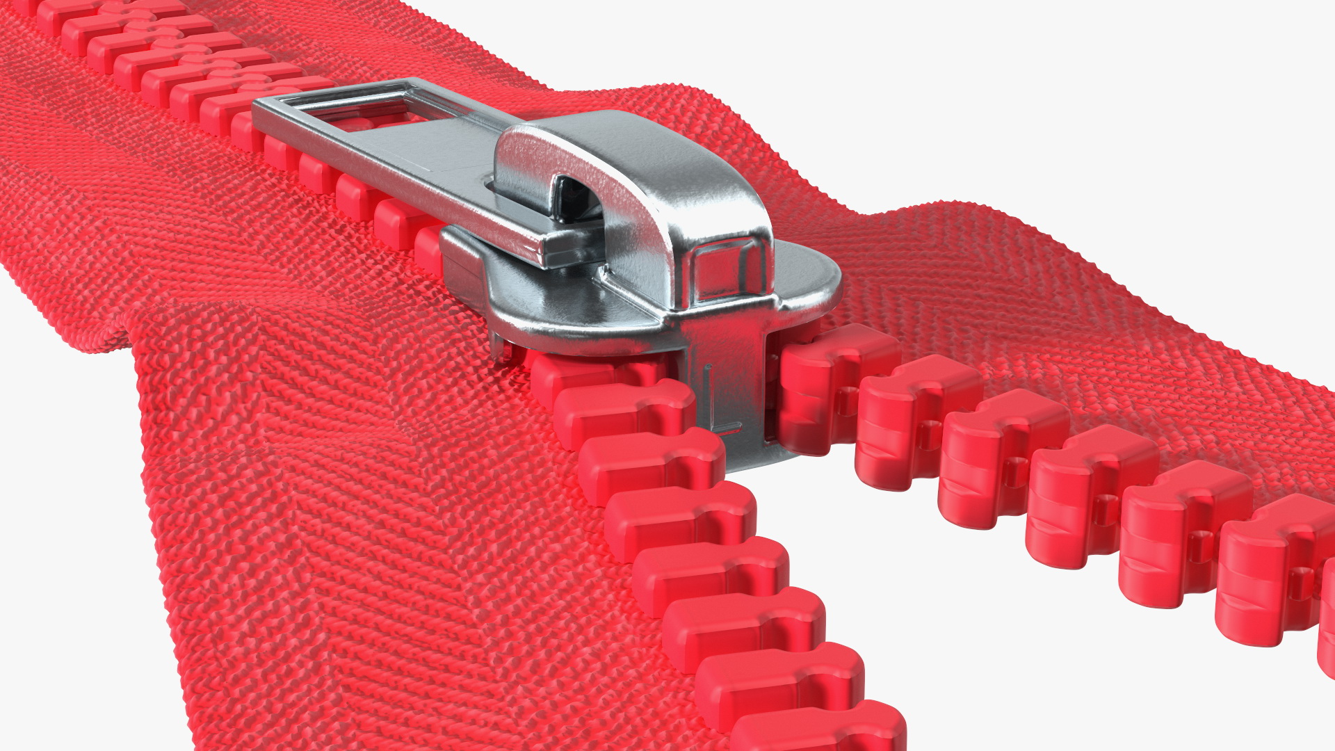 3D model One Sided Plastic Zipper Opened Red