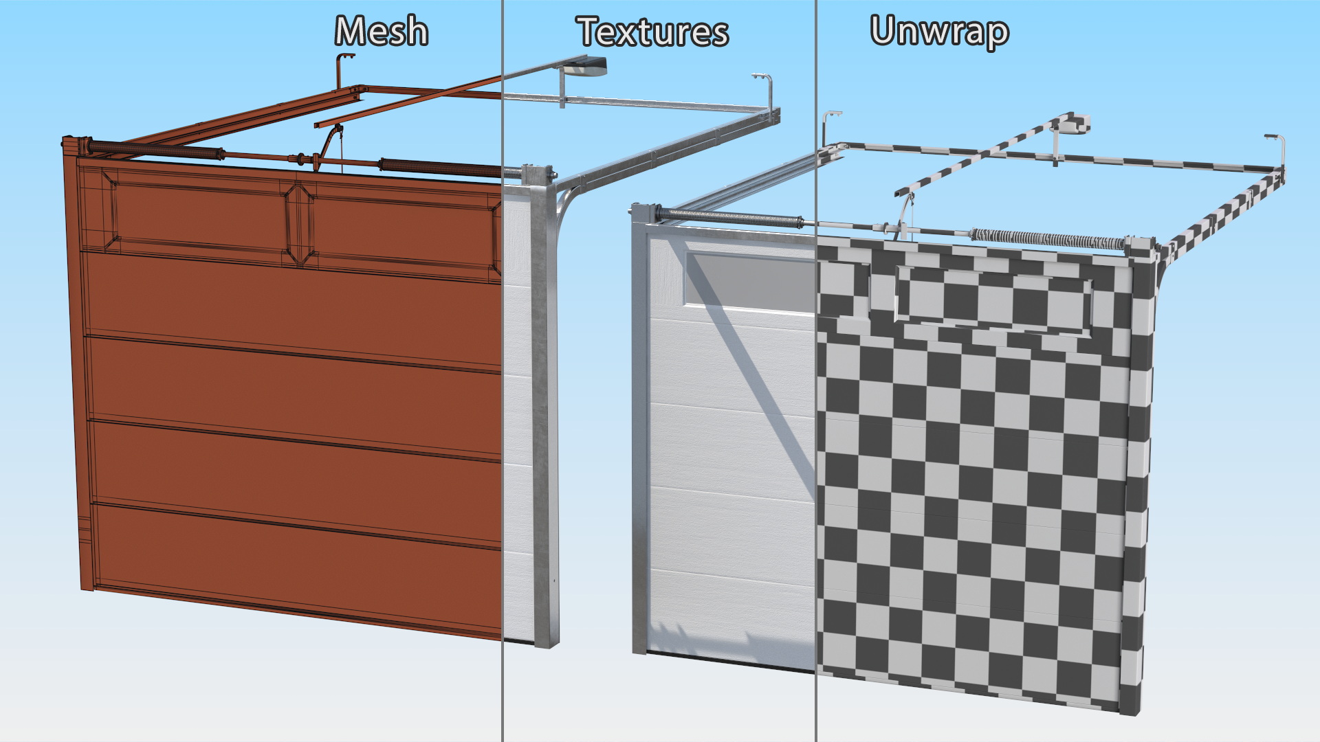 3D Sectional Garage Door with Mechanism