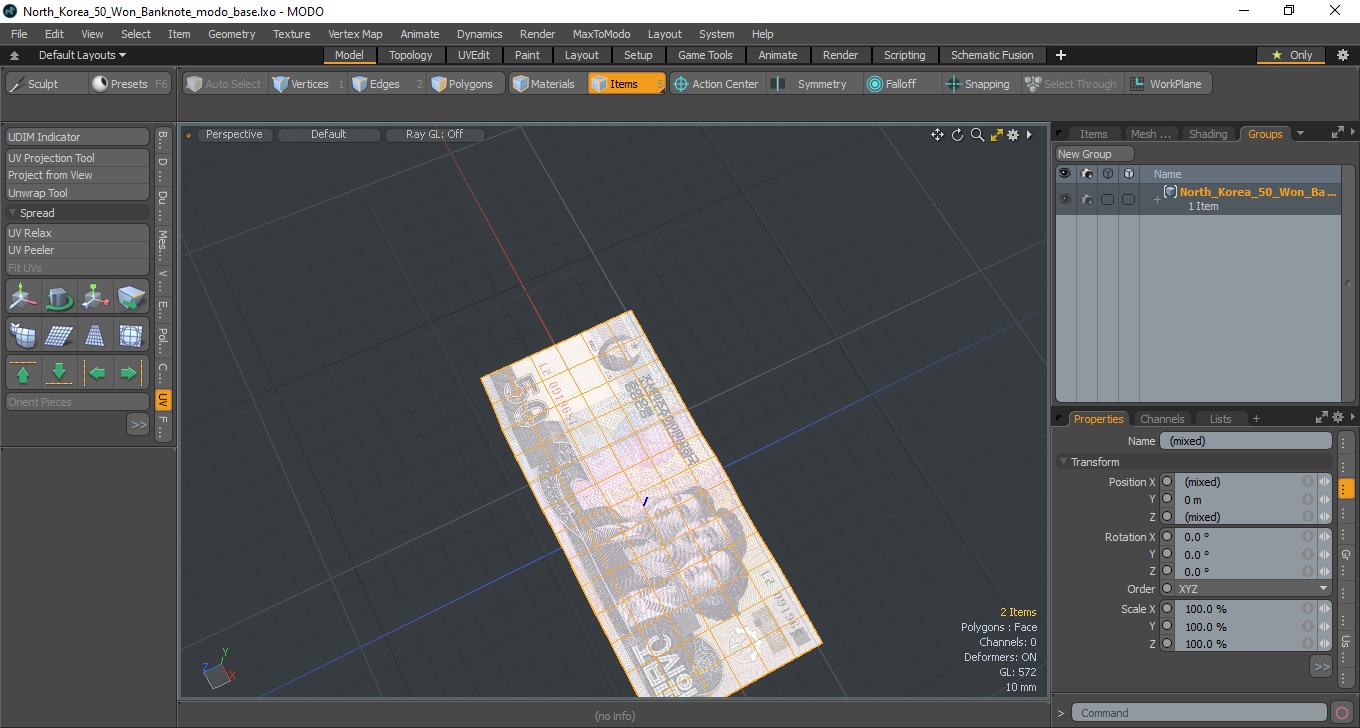 North Korea 50 Won Banknote 3D