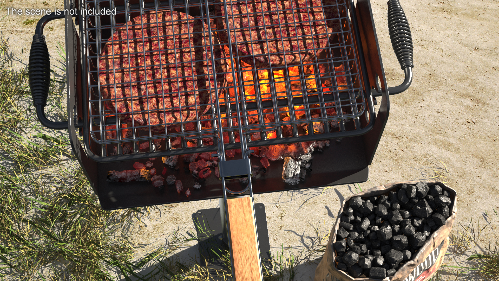 3D Charcoal Grill with Charcoal Bag Rockwood Filled model