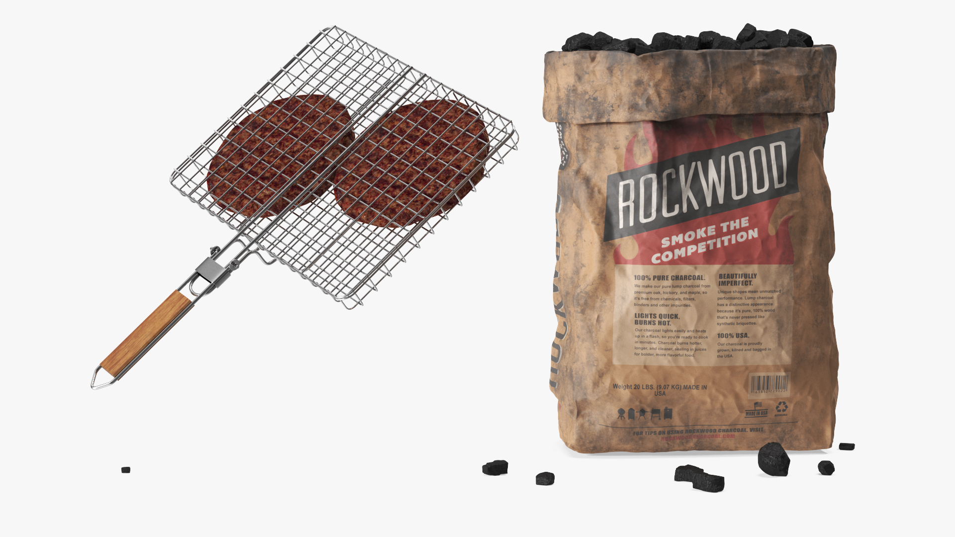 3D Charcoal Grill with Charcoal Bag Rockwood Filled model