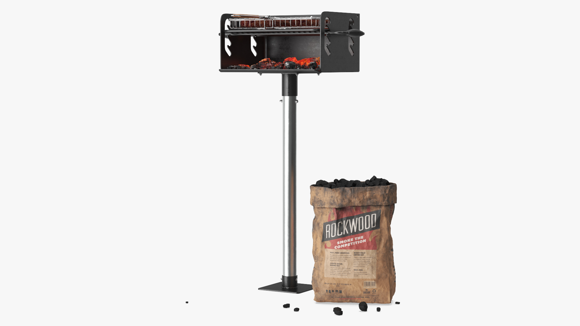 3D Charcoal Grill with Charcoal Bag Rockwood Filled model