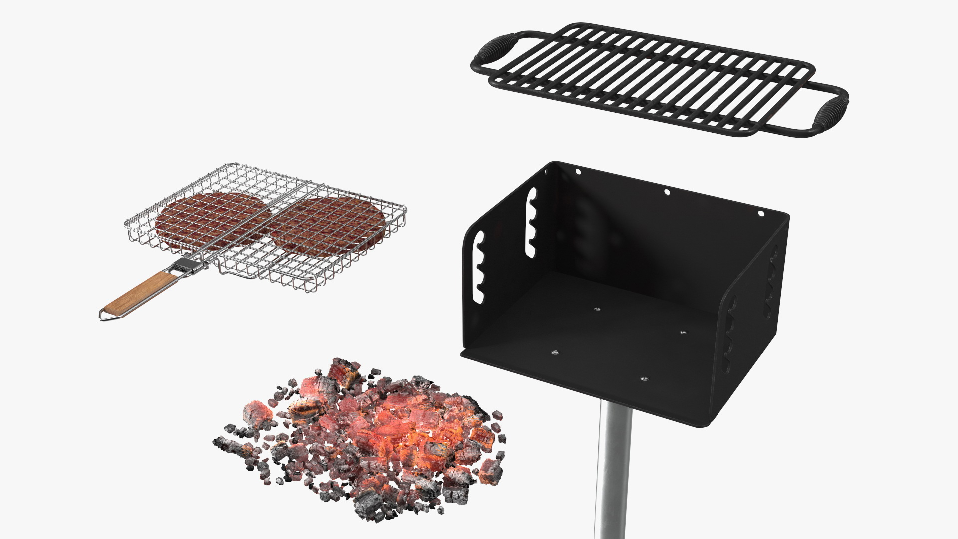 3D Charcoal Grill with Charcoal Bag Rockwood Filled model