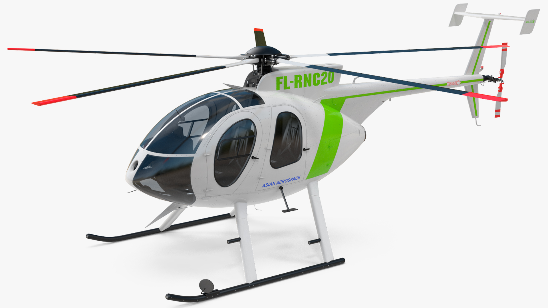 3D MD 500E Light Utility Civilian Helicopter