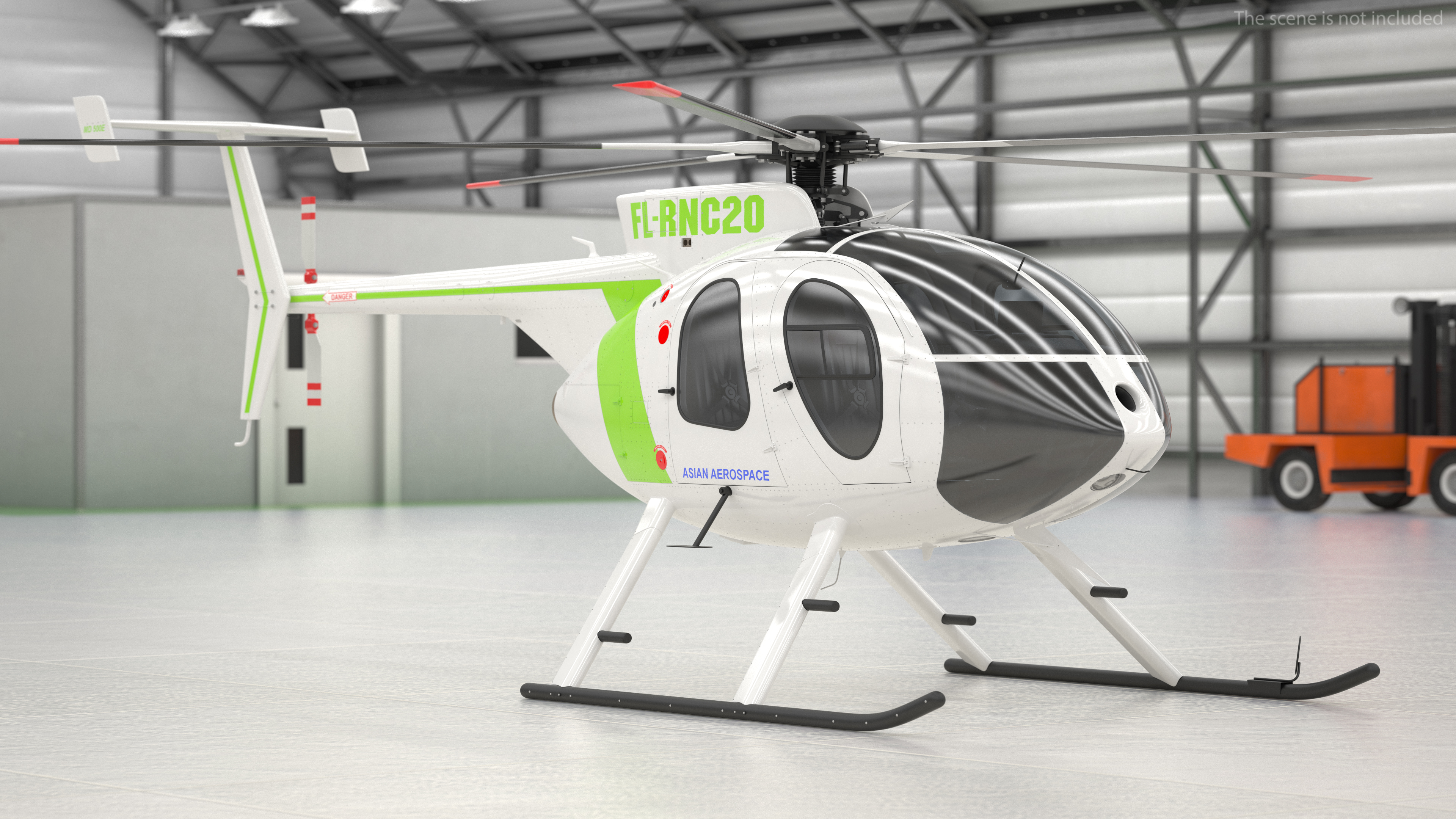 3D MD 500E Light Utility Civilian Helicopter