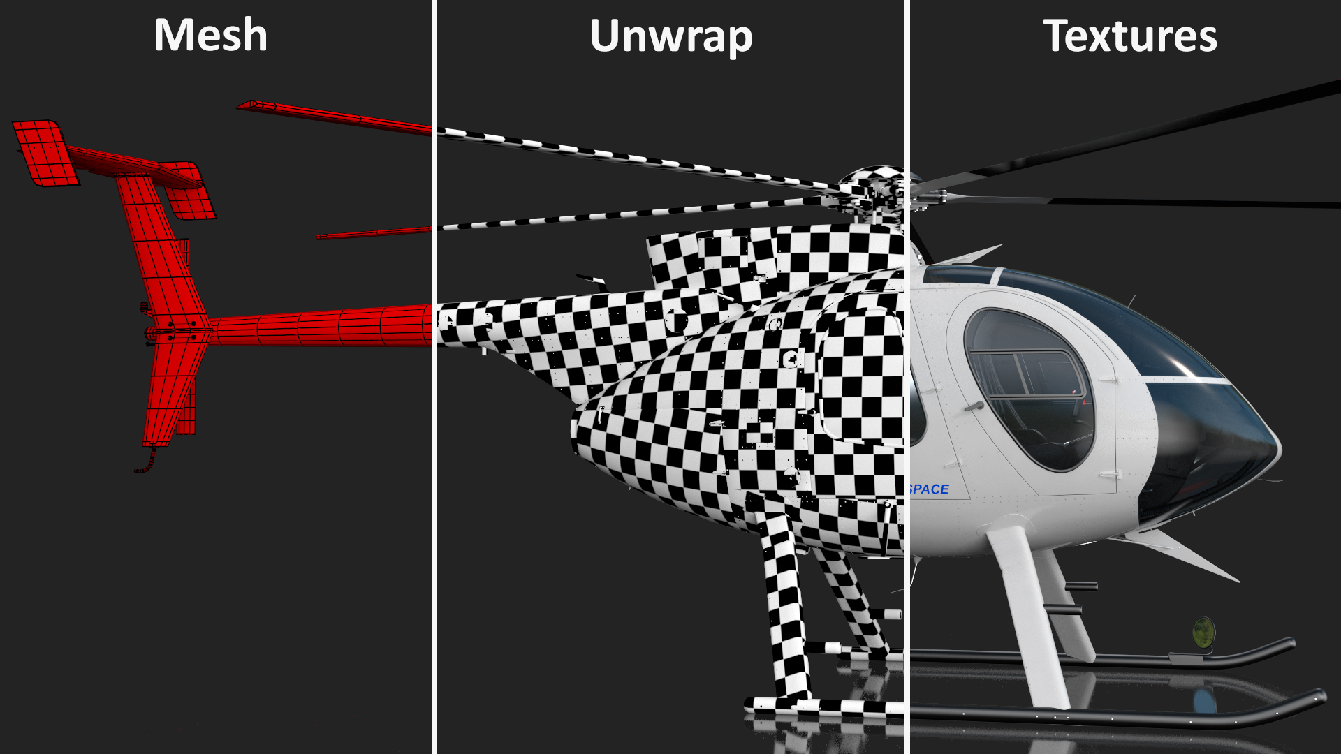 3D MD 500E Light Utility Civilian Helicopter