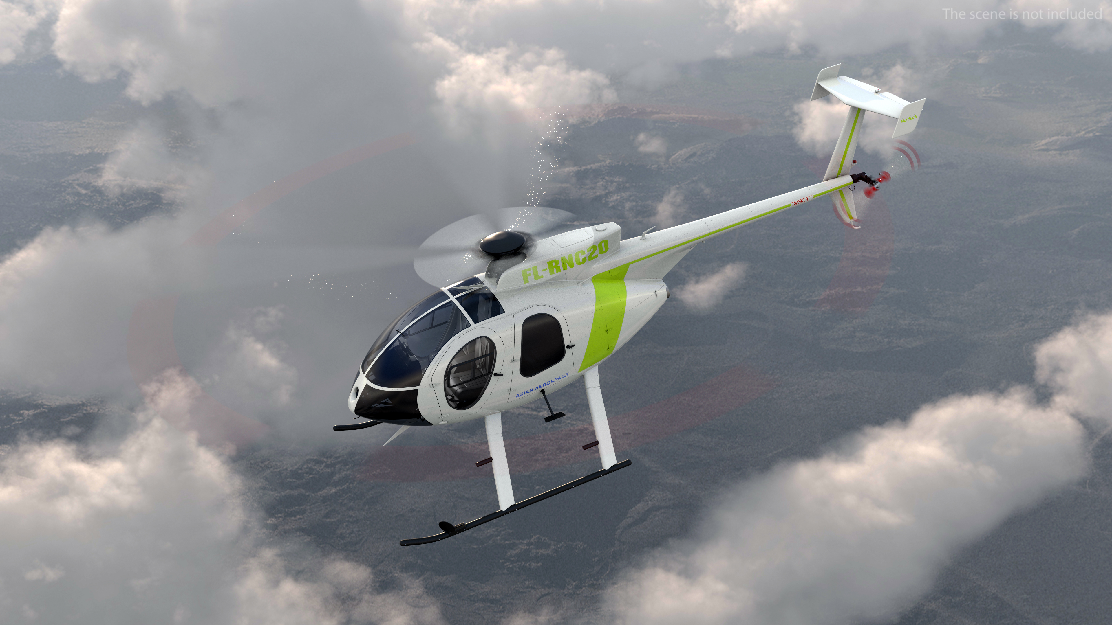 3D MD 500E Light Utility Civilian Helicopter