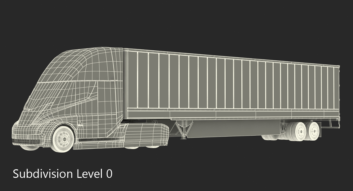 3D Tesla Semi Truck with Trailer Rigged