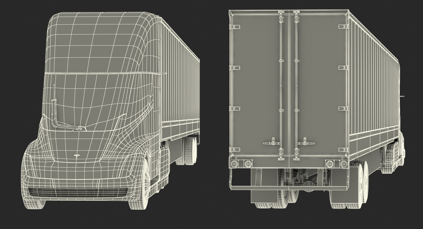 3D Tesla Semi Truck with Trailer Rigged