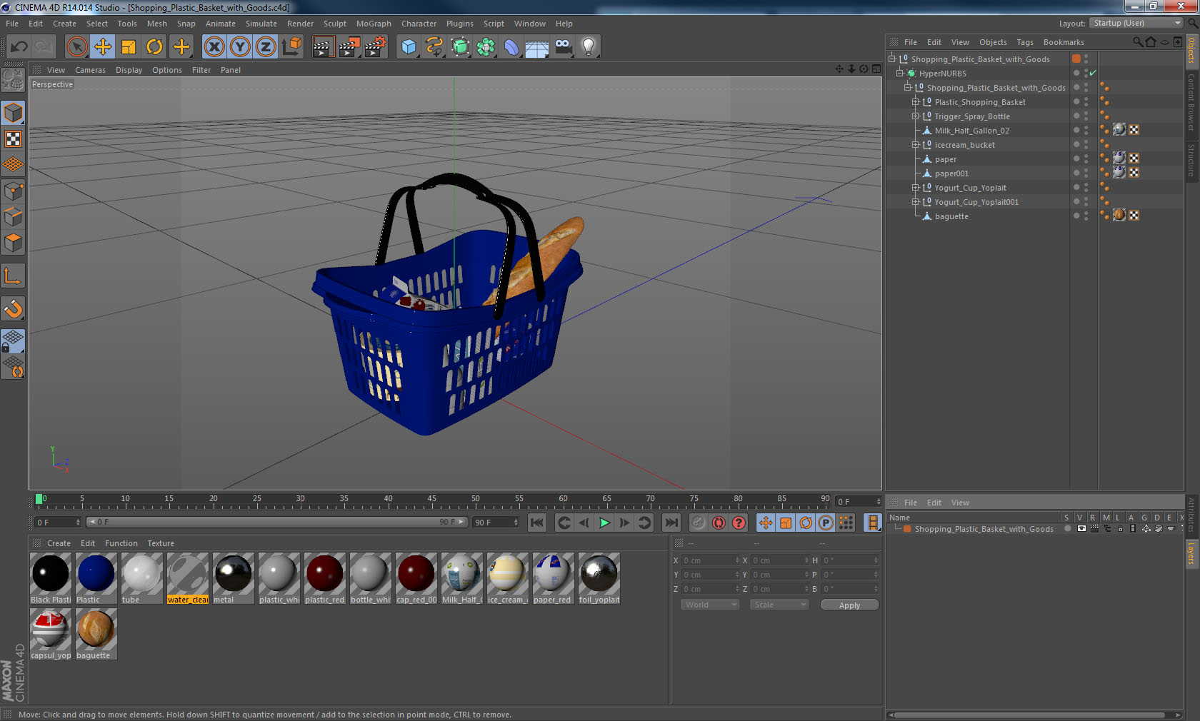 Shopping Plastic Basket with Goods 3D model