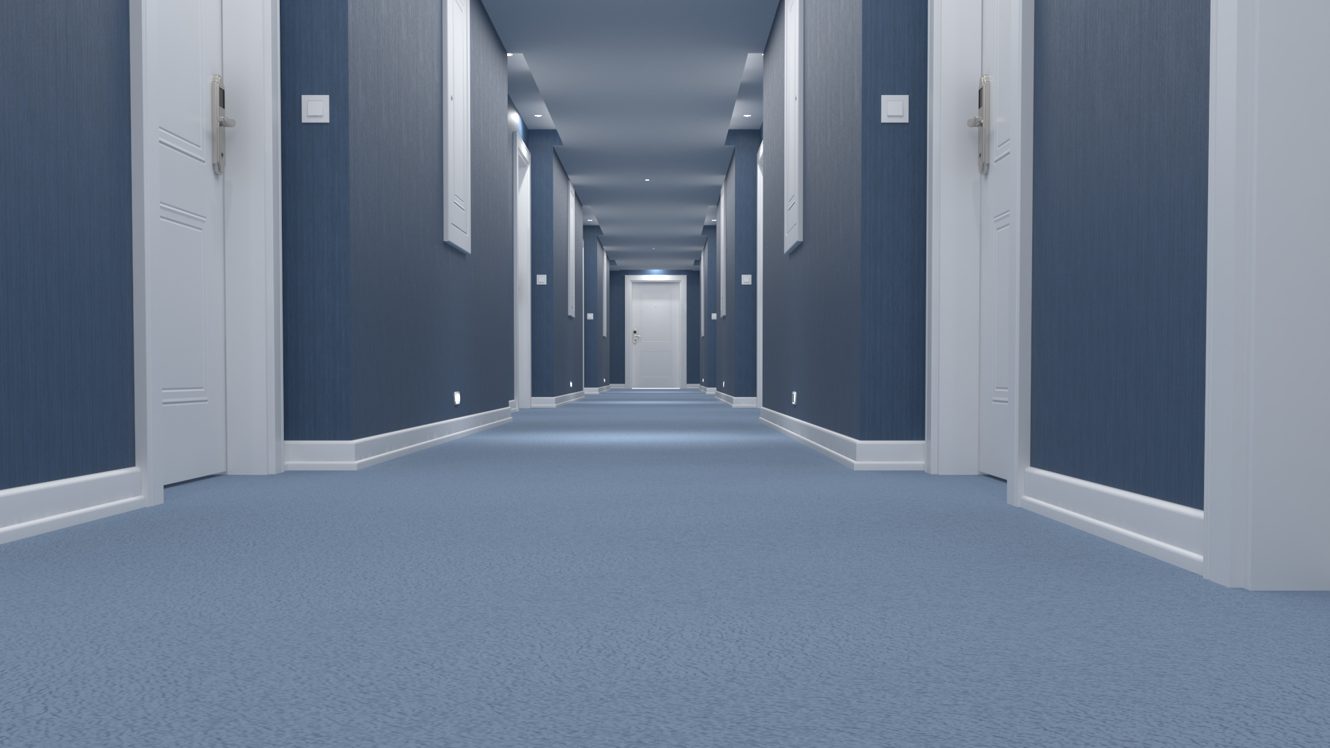 Hallway Blue 3D