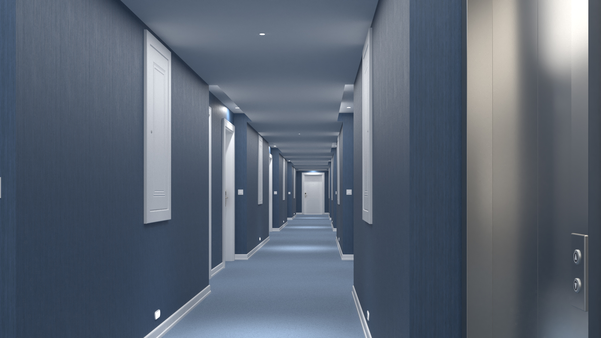 Hallway Blue 3D