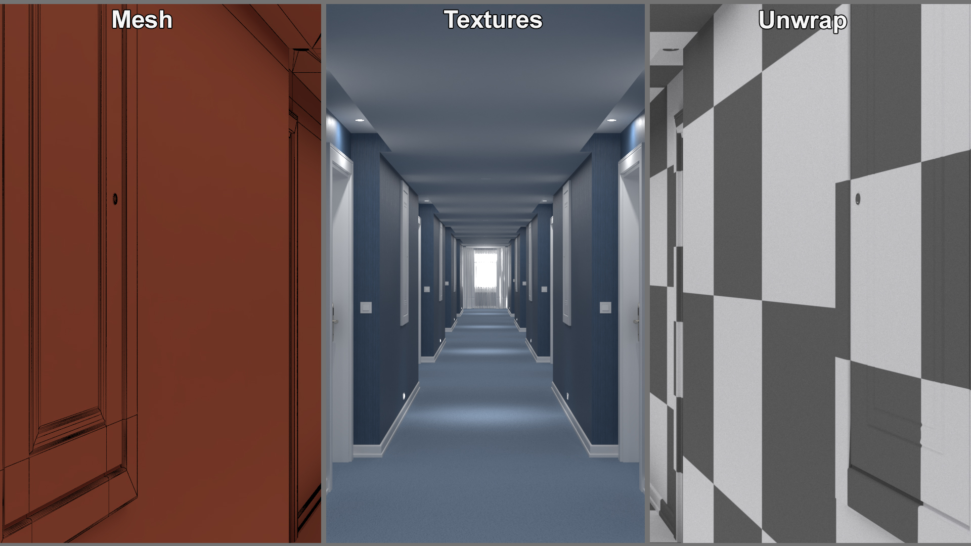 Hallway Blue 3D