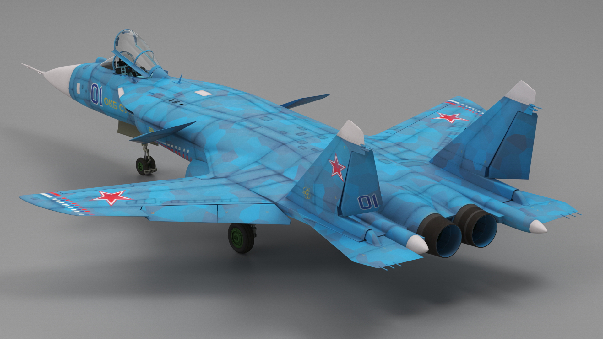 Sukhoi Su 47 Berkut Russian Supersonic Jet Fighter Rigged 3D