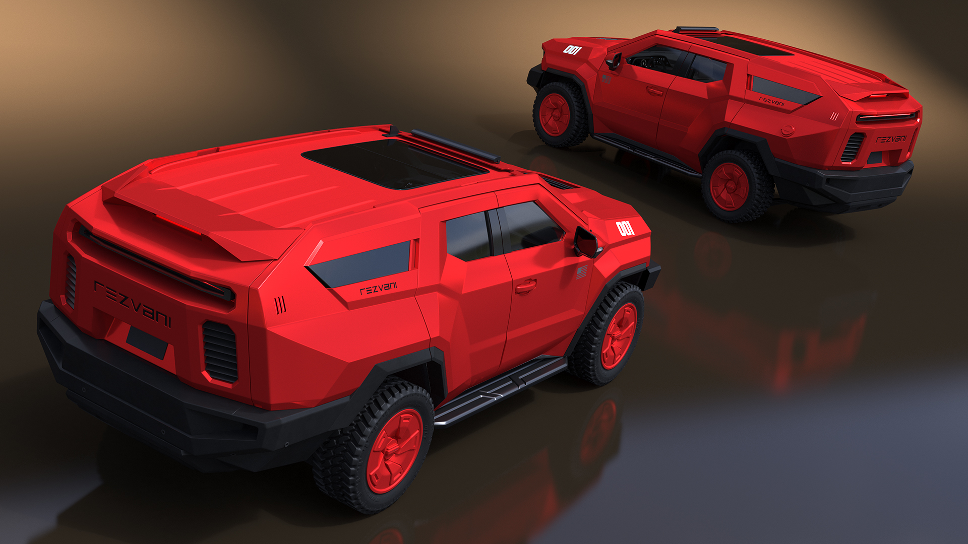 3D Red SUV Rezvani Vengeance Simplified