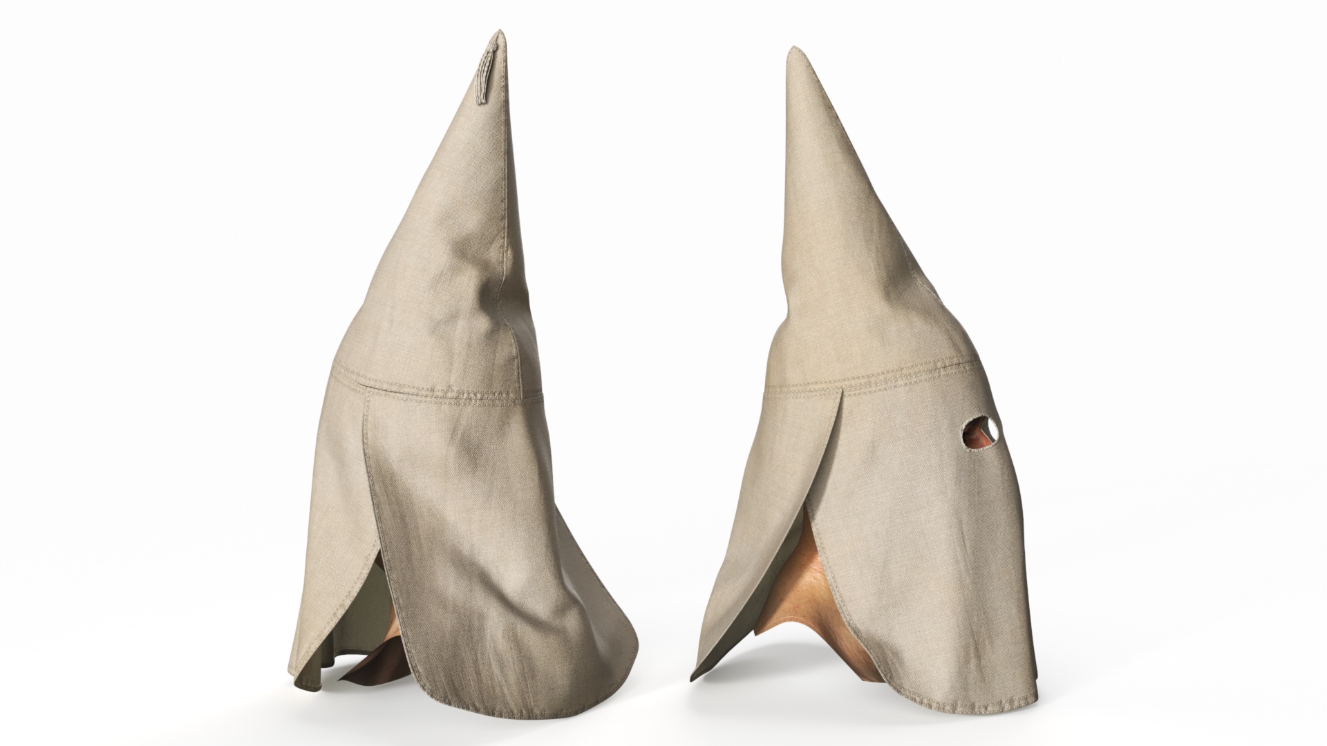 Old Ku Klux Klan Mask on Male Head 3D model