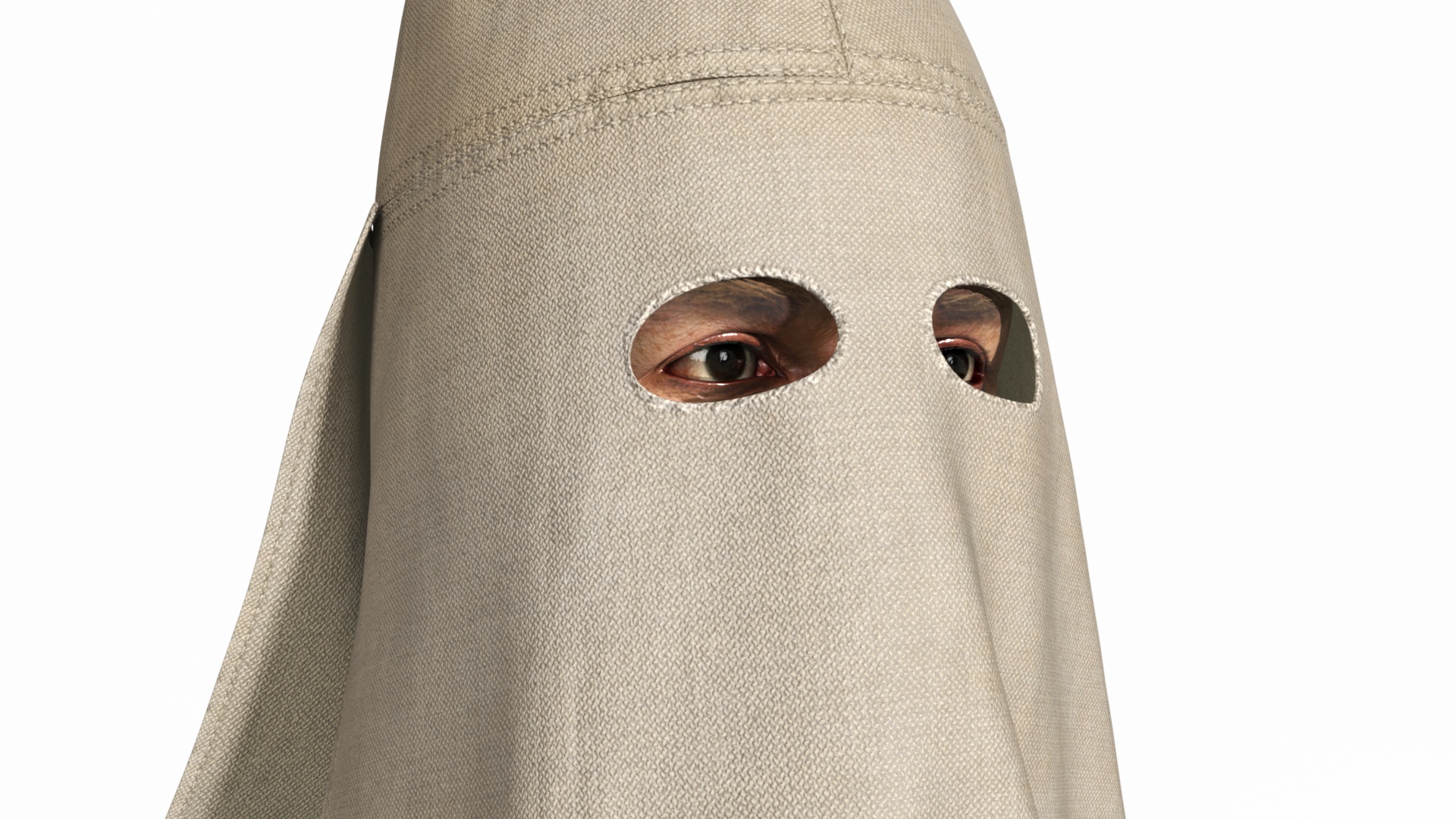 Old Ku Klux Klan Mask on Male Head 3D model