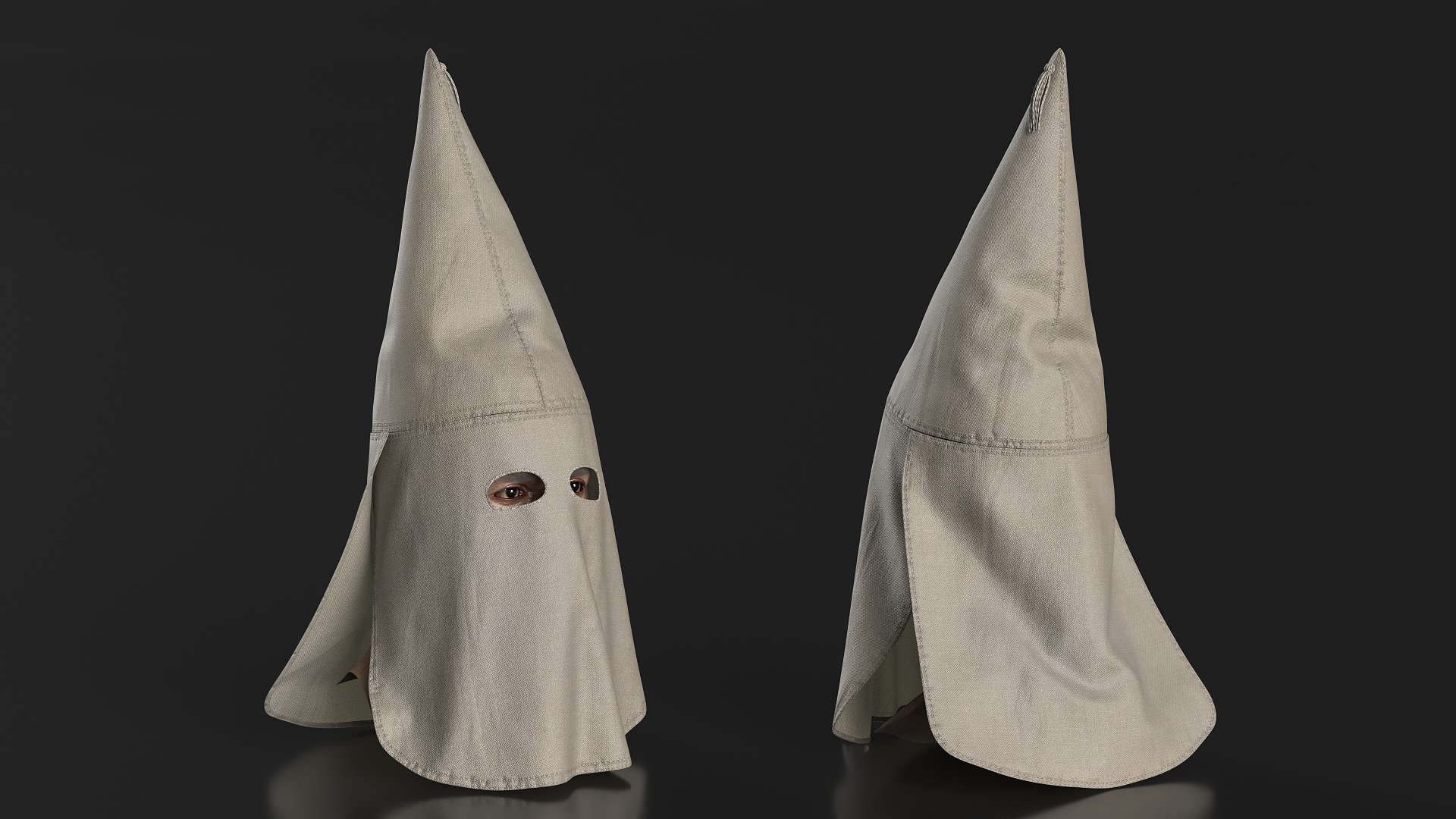 Old Ku Klux Klan Mask on Male Head 3D model