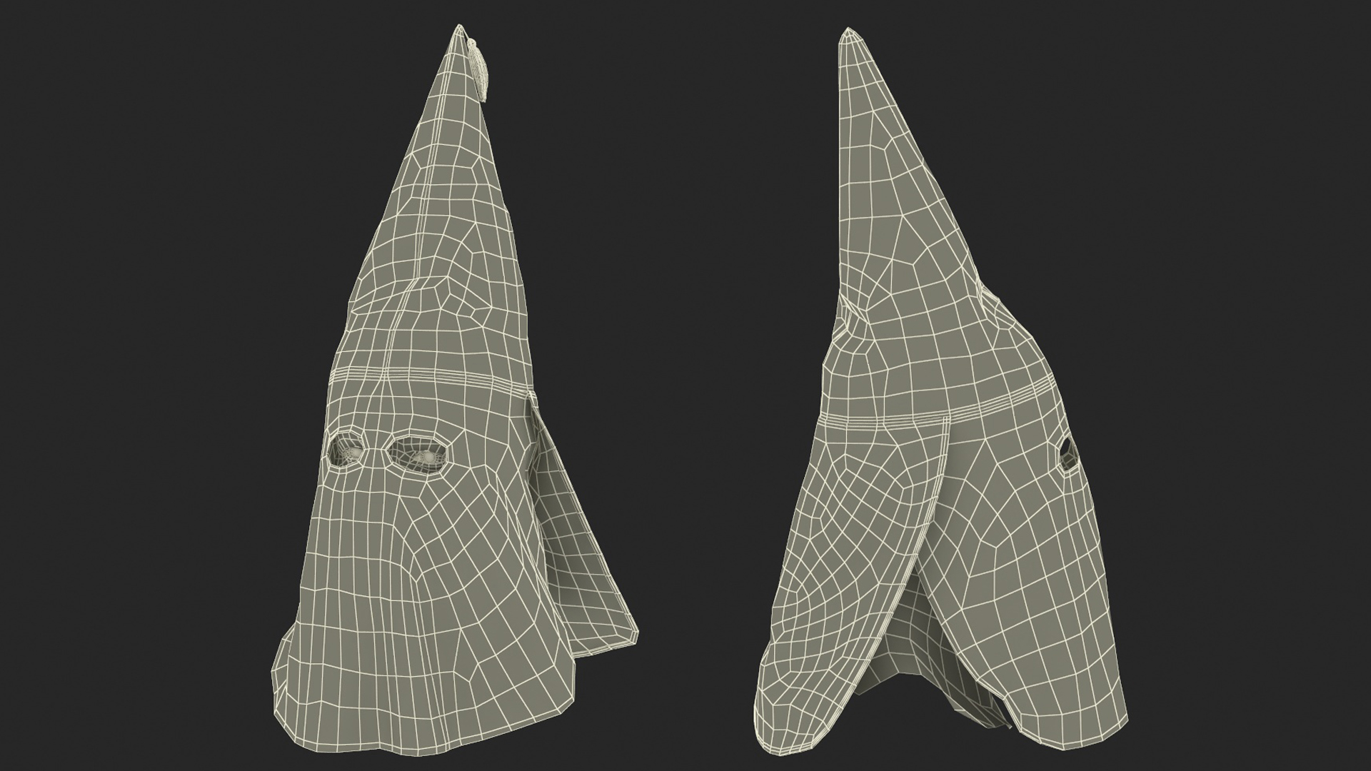 Old Ku Klux Klan Mask on Male Head 3D model