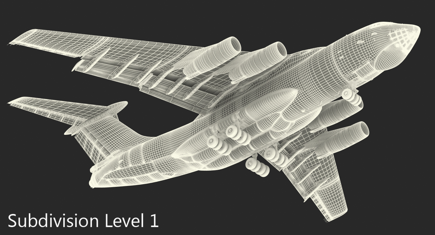 Ilyushin Il 76 Civil Transport Rigged 3D