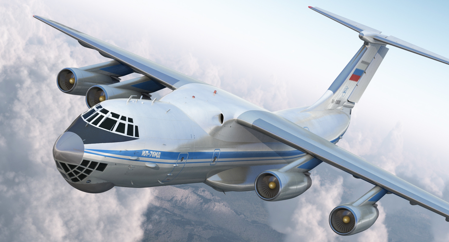 Ilyushin Il 76 Civil Transport Rigged 3D