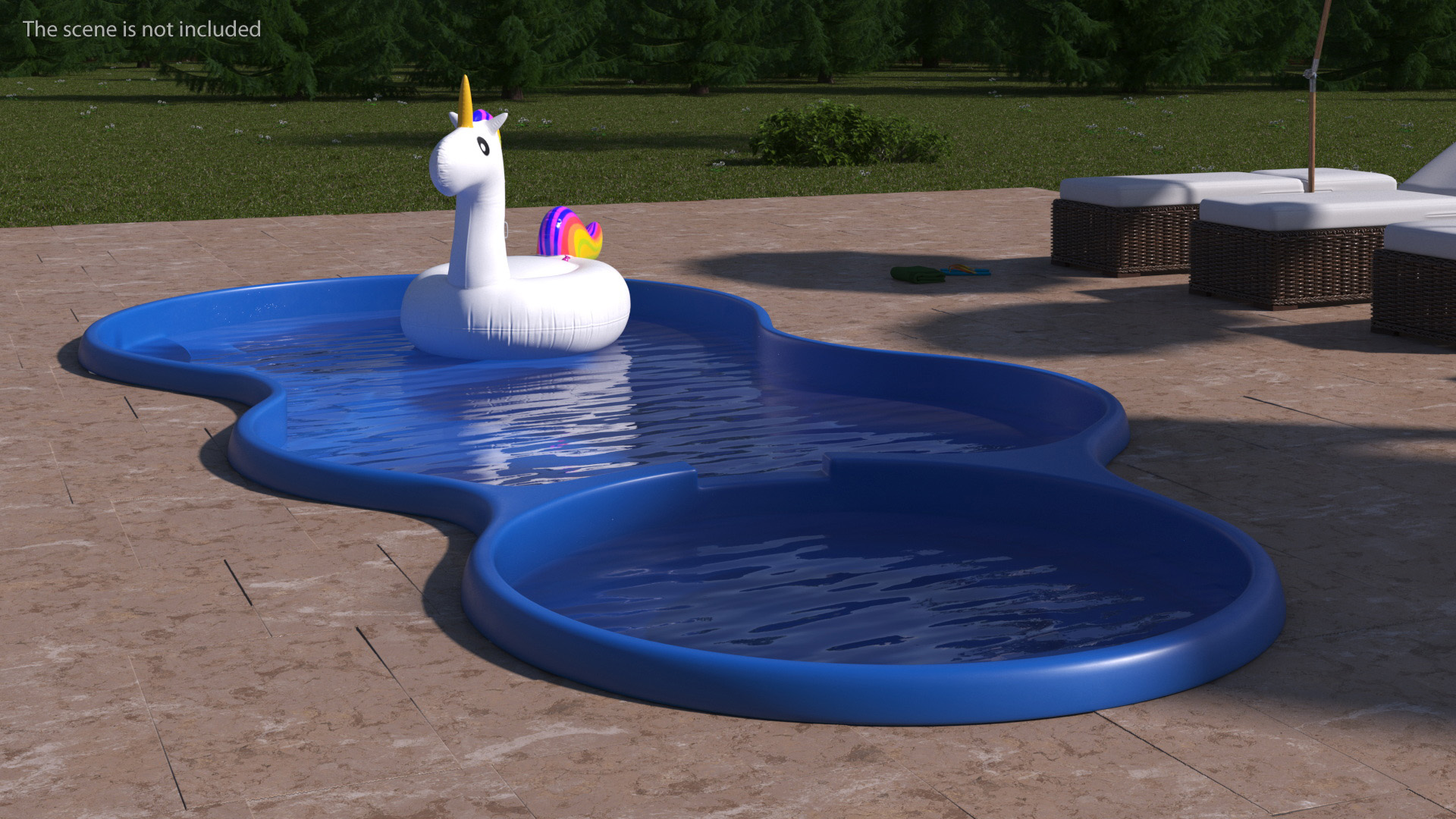 3D model Laguna Pool and Inflatable Unicorn Pool Float