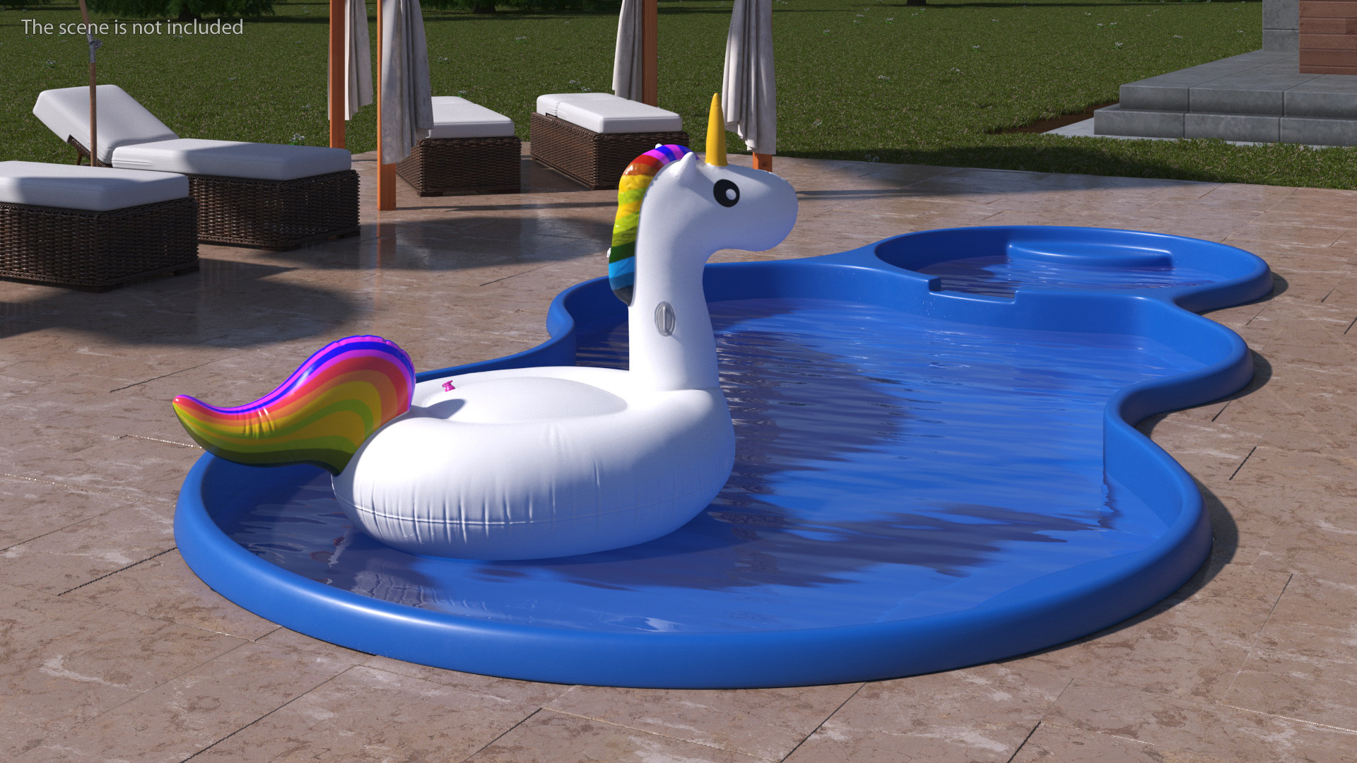 3D model Laguna Pool and Inflatable Unicorn Pool Float