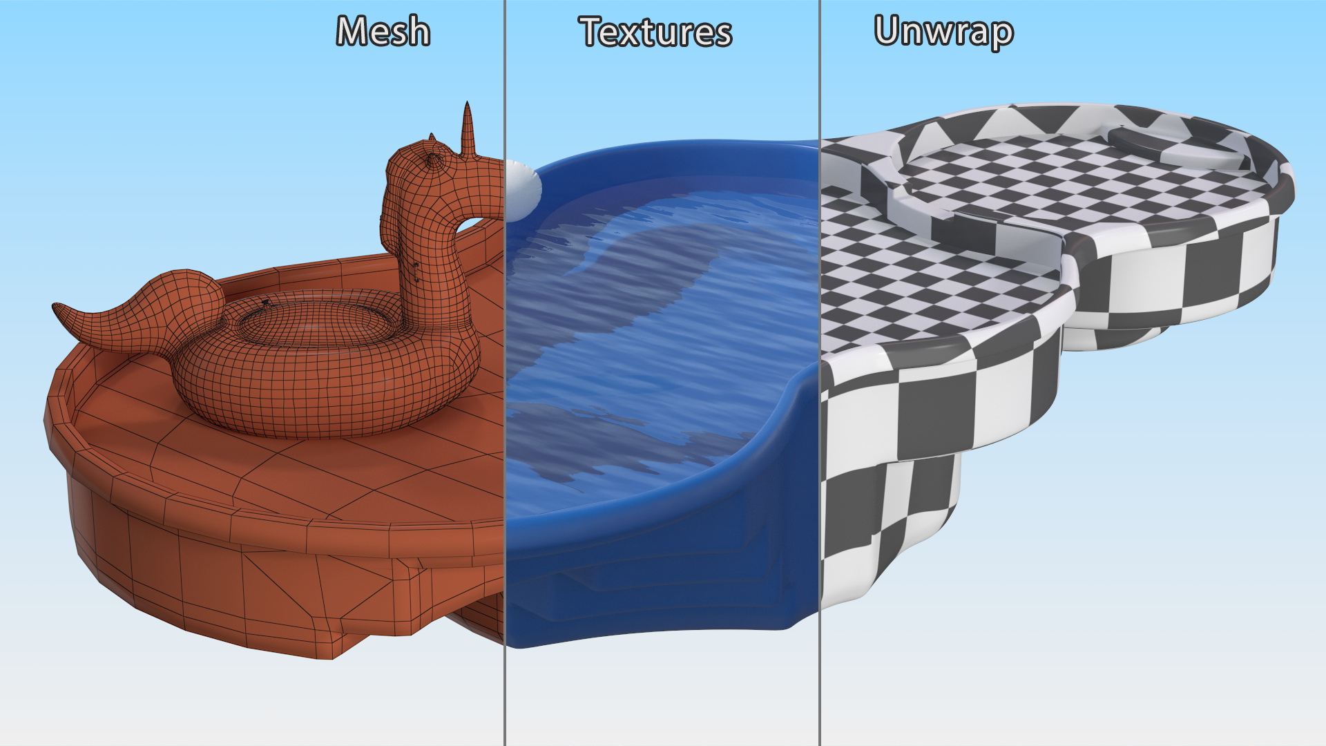 3D model Laguna Pool and Inflatable Unicorn Pool Float