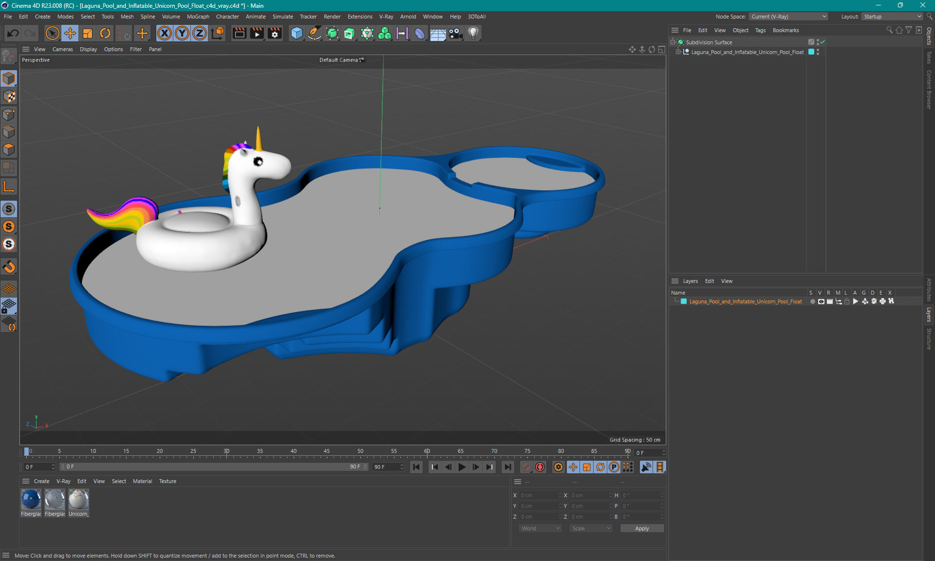 3D model Laguna Pool and Inflatable Unicorn Pool Float