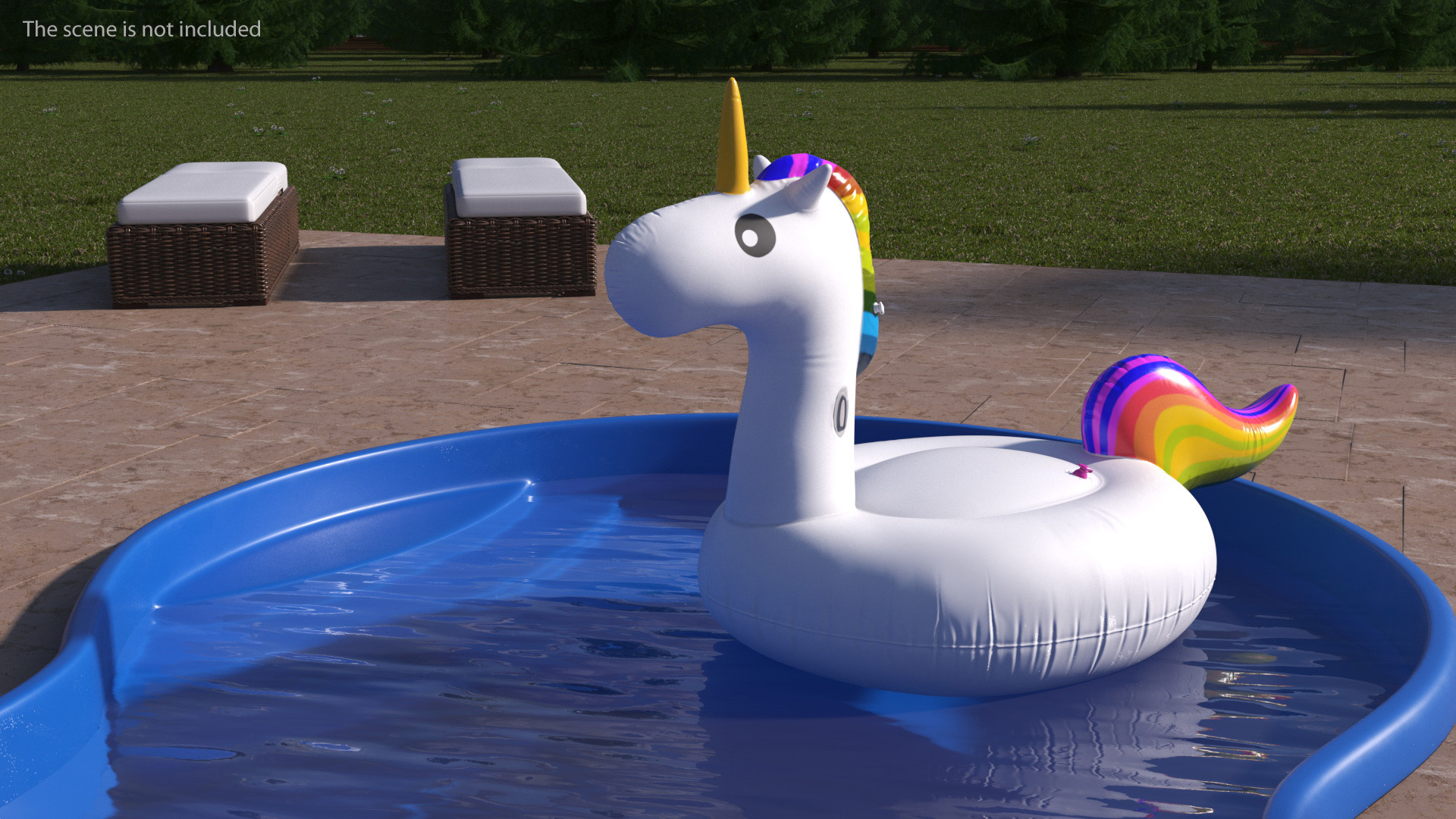 3D model Laguna Pool and Inflatable Unicorn Pool Float