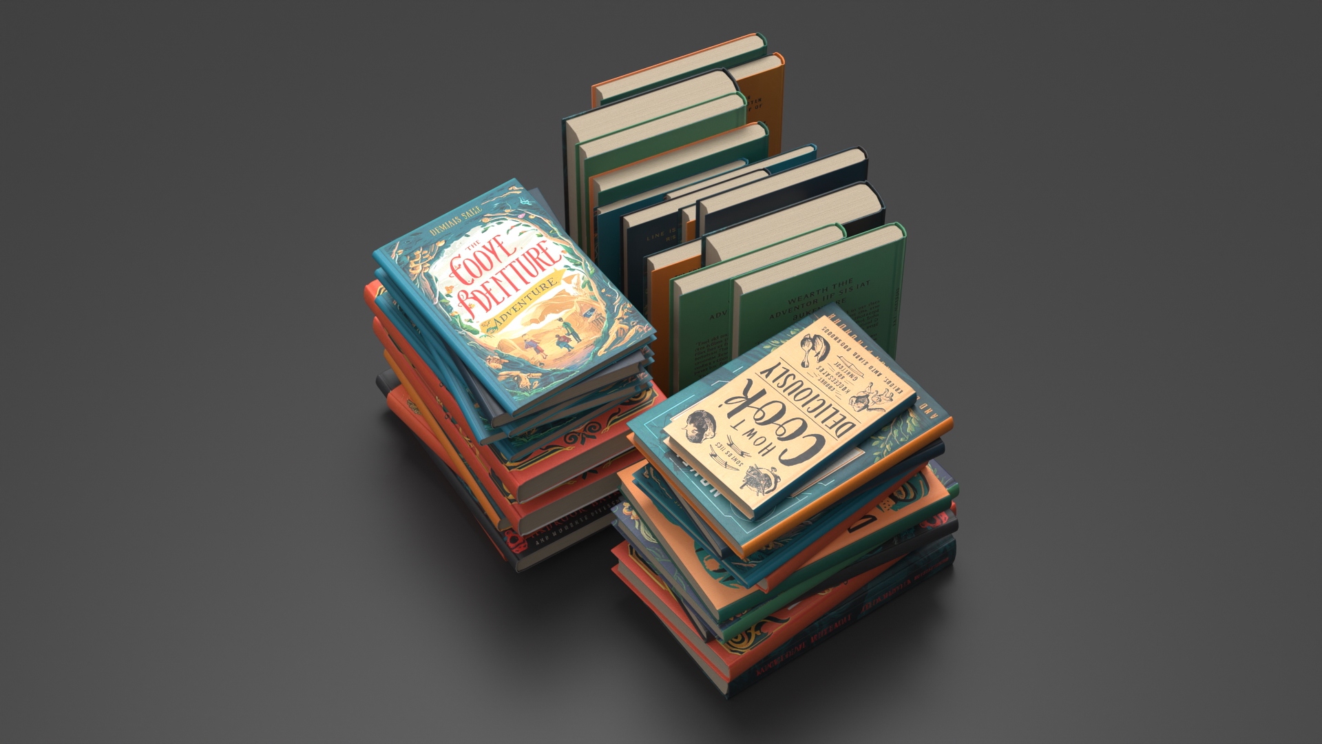 3D Books Stack