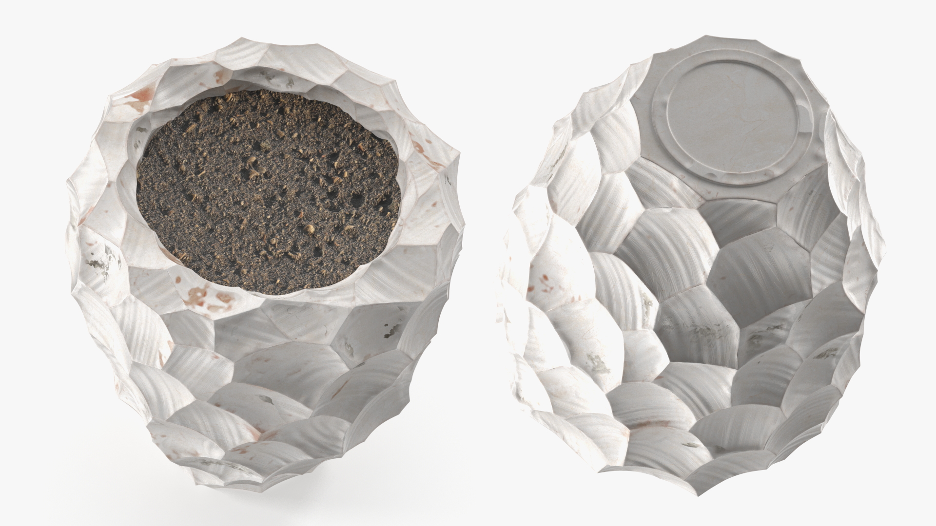 Modern Flower Pot with Soil 3D