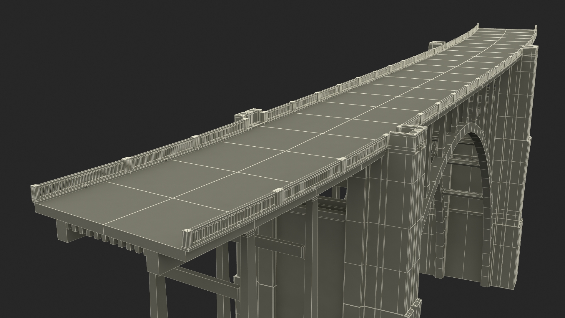 3D Arched Concrete Bridge in Big Sur model