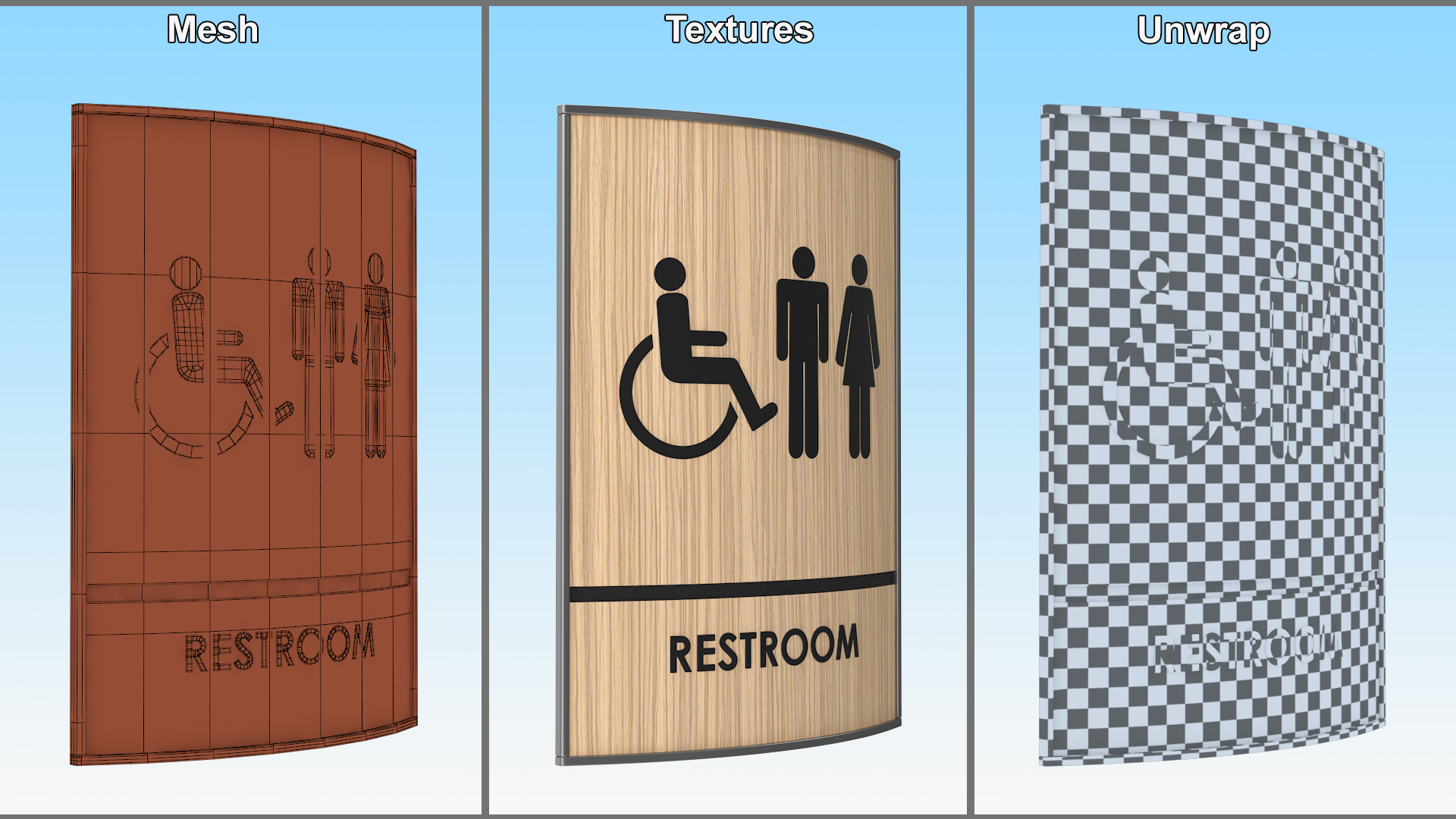 3D Unisex Accessible Restroom Sign